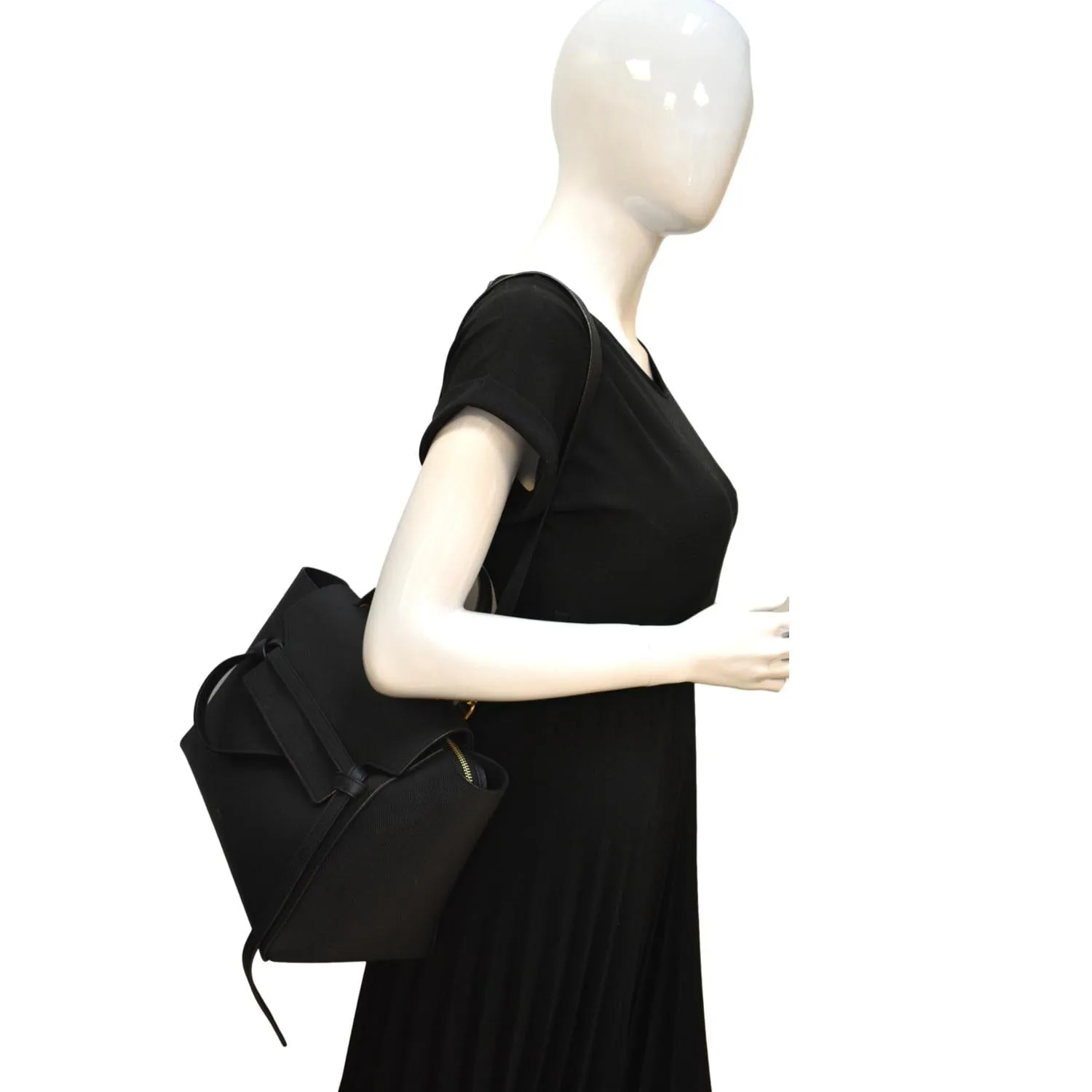 CELINE Mini Belt Grained Calfskin Leather Shoulder Bag Black  - Hot Deals