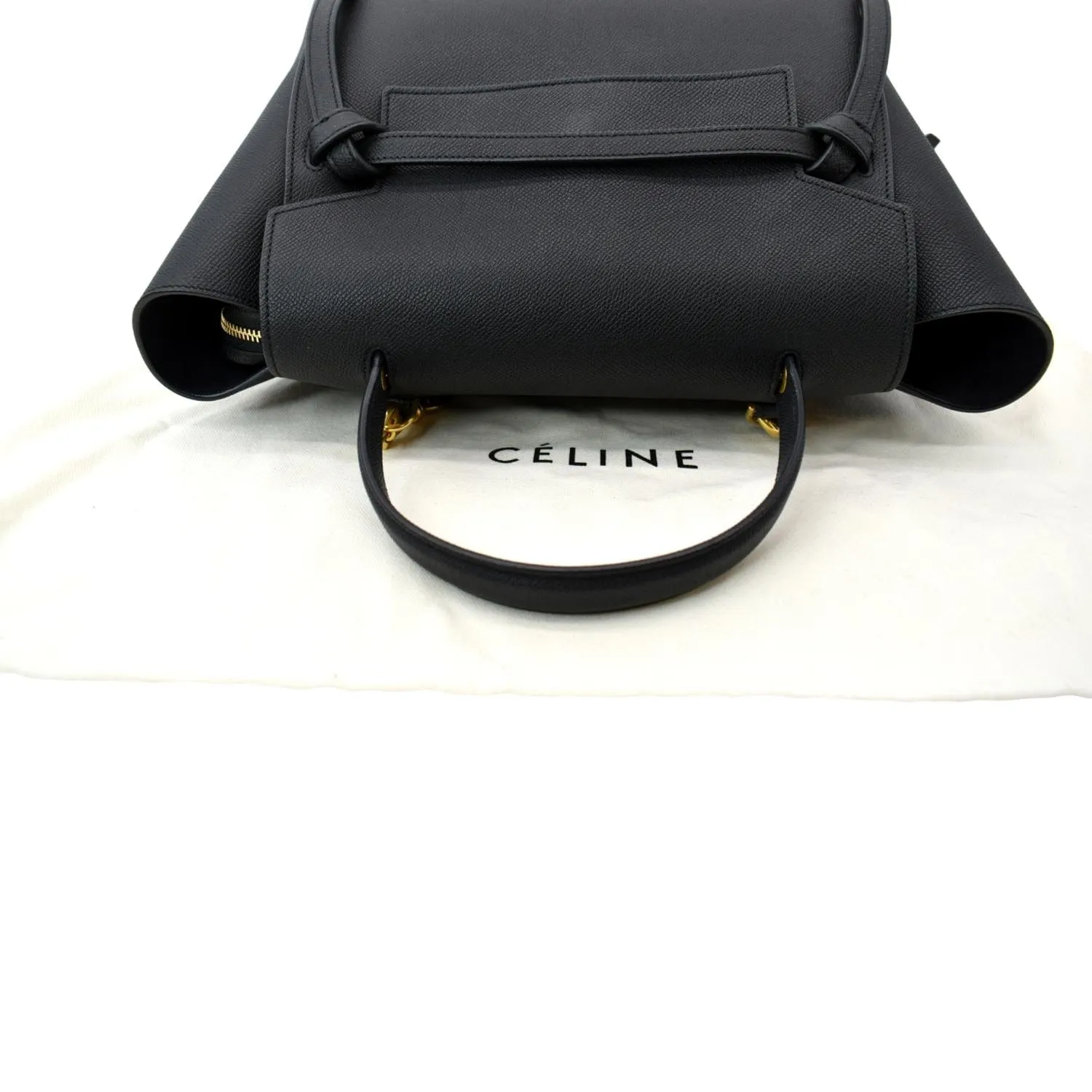 CELINE Mini Belt Grained Calfskin Leather Shoulder Bag Black  - Hot Deals