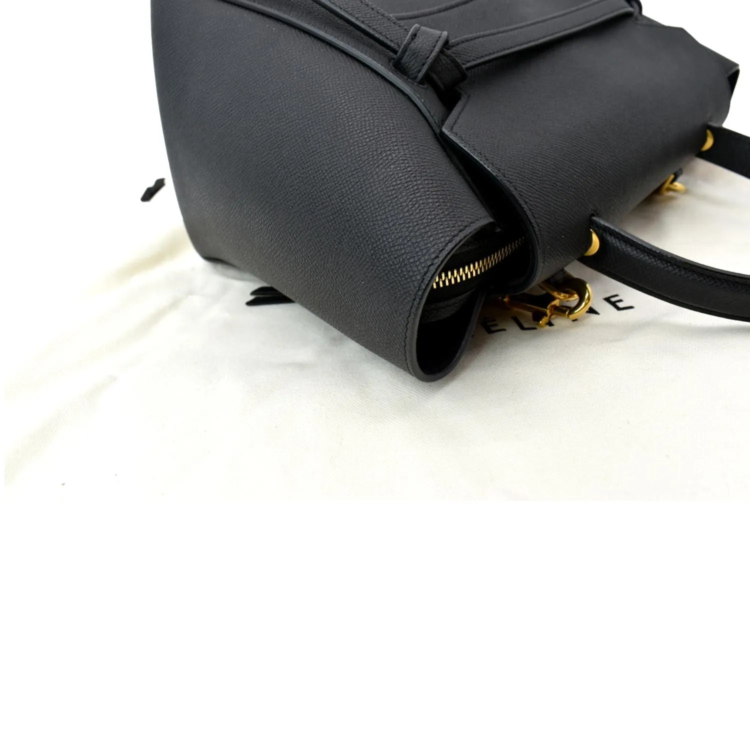 CELINE Mini Belt Grained Calfskin Leather Shoulder Bag Black  - Hot Deals
