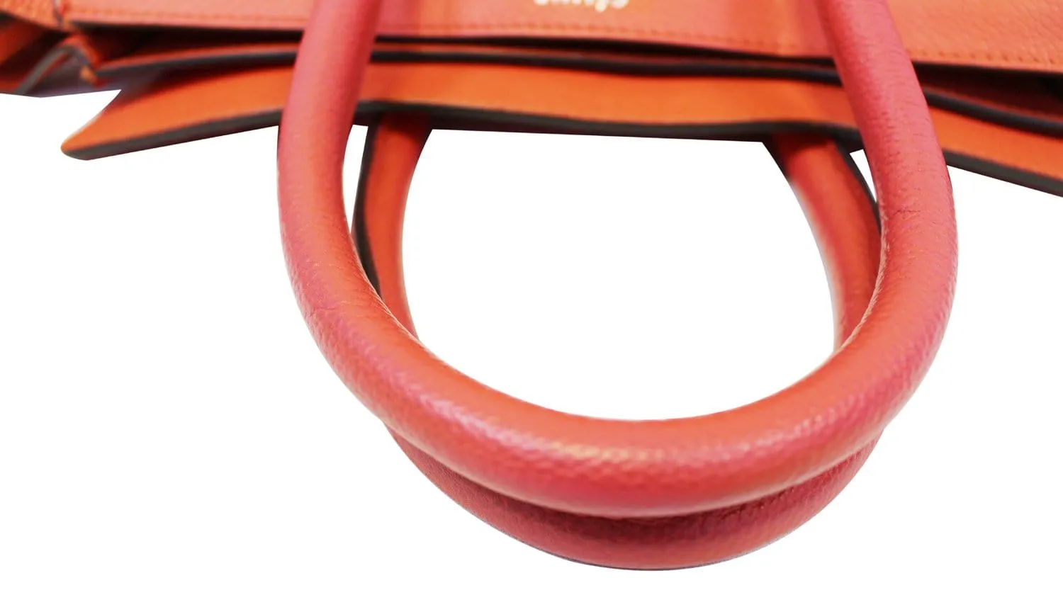 CELINE Orange Smooth Leather Mini Luggage Tote Bag