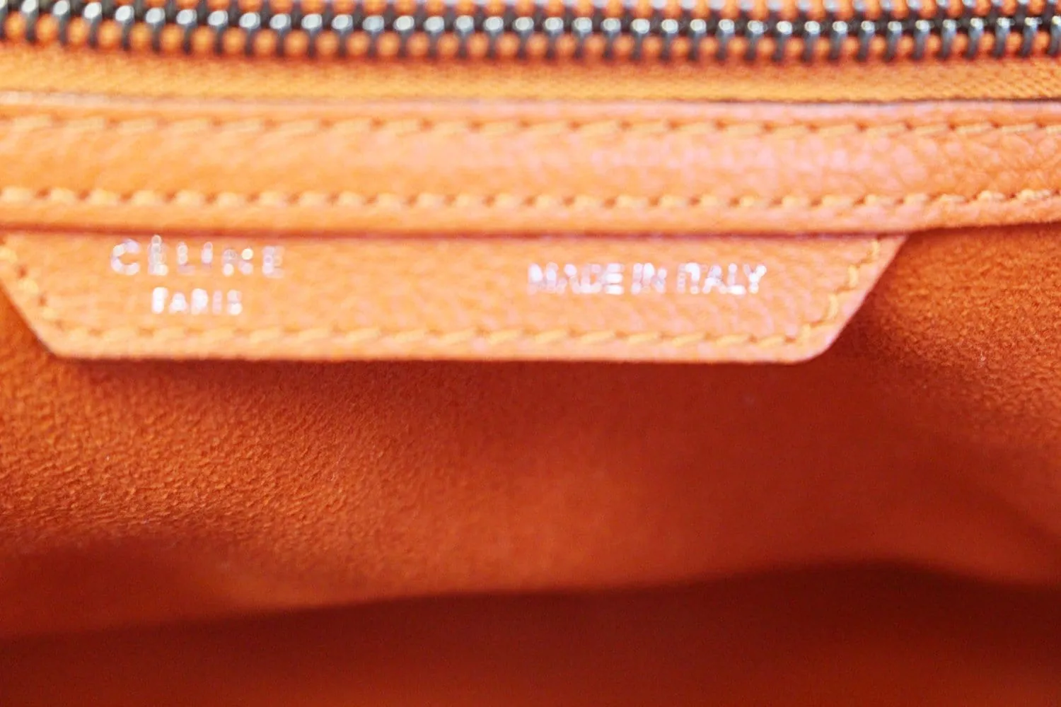 CELINE Orange Smooth Leather Mini Luggage Tote Bag