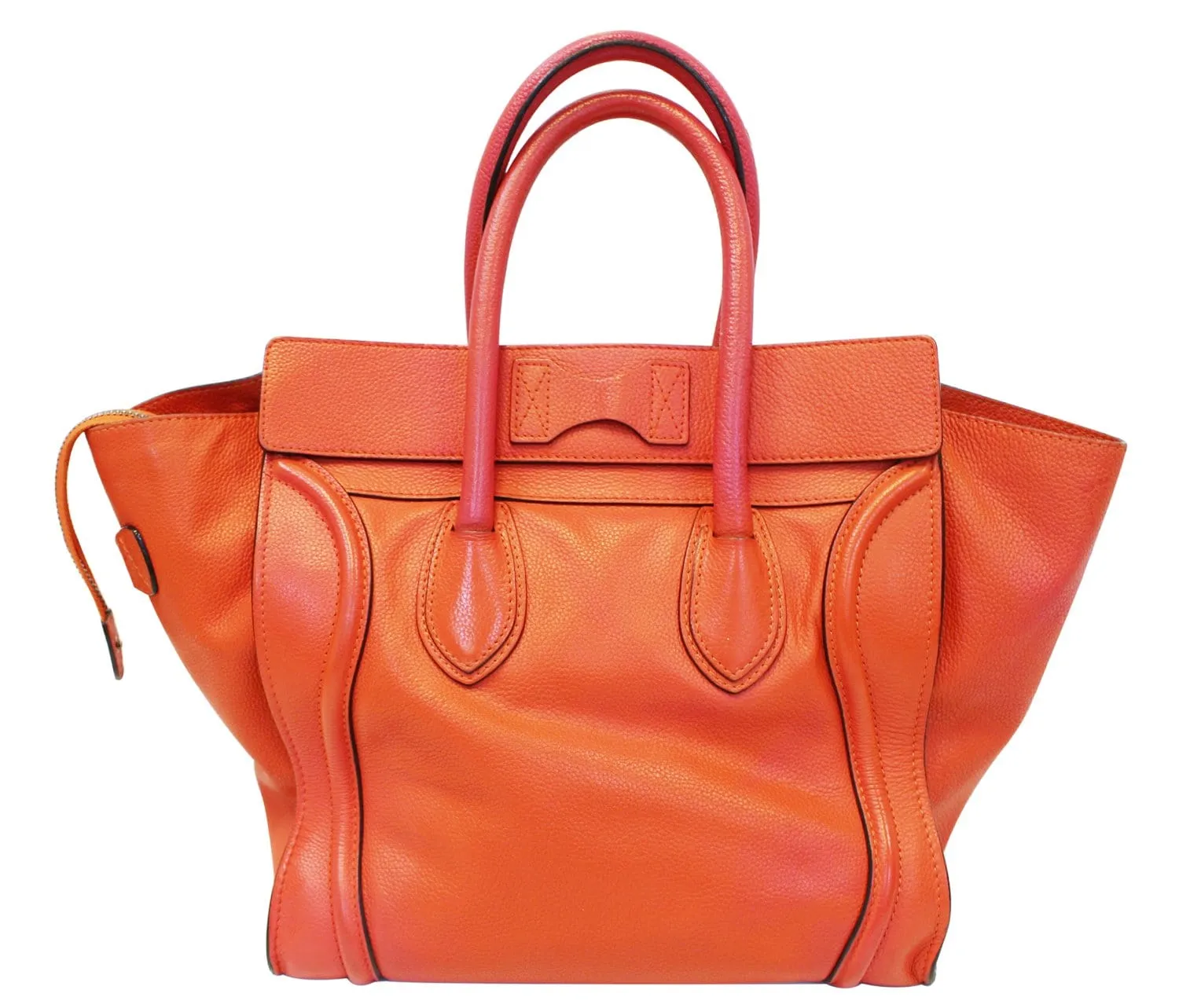 CELINE Orange Smooth Leather Mini Luggage Tote Bag