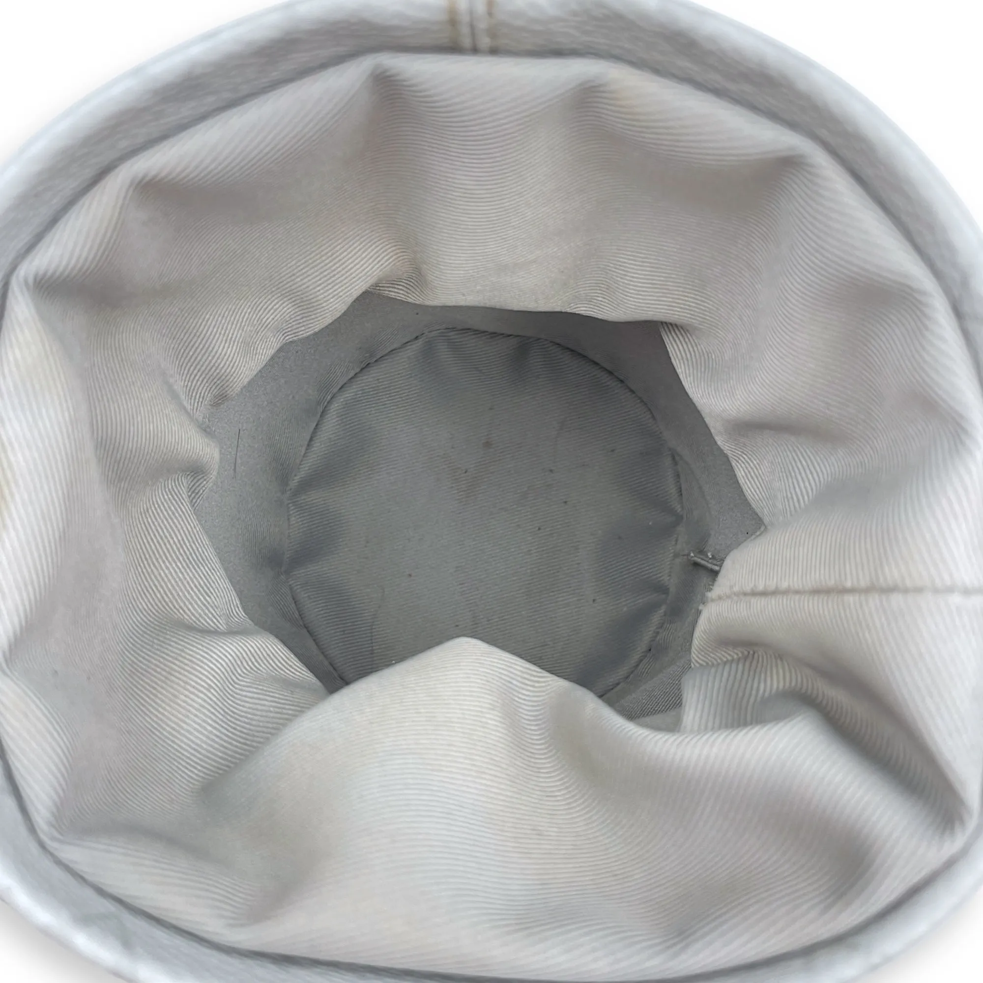 Chalk Grey Bucket Bag in Coated Canvas, Silver hardware