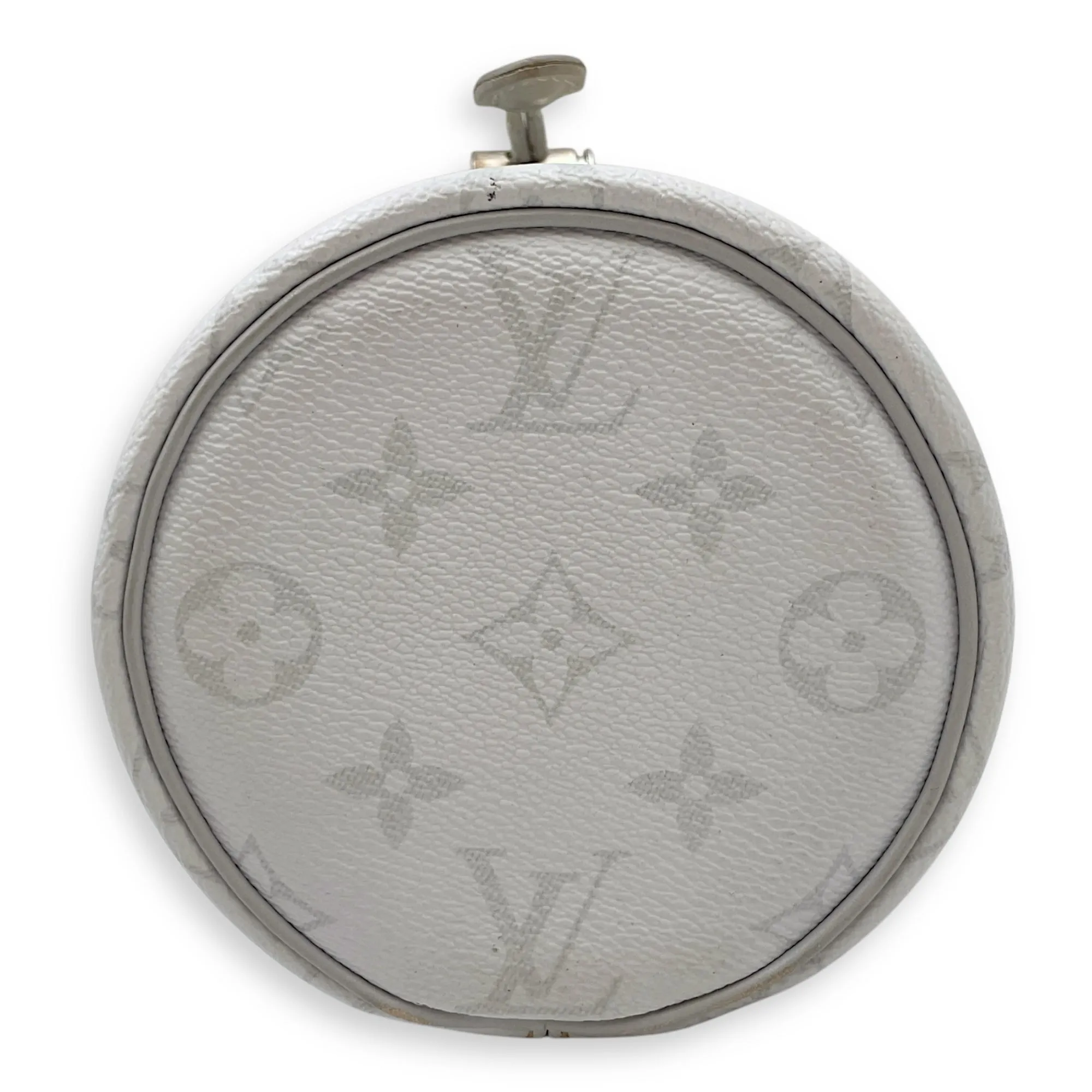 Chalk Grey Bucket Bag in Coated Canvas, Silver hardware