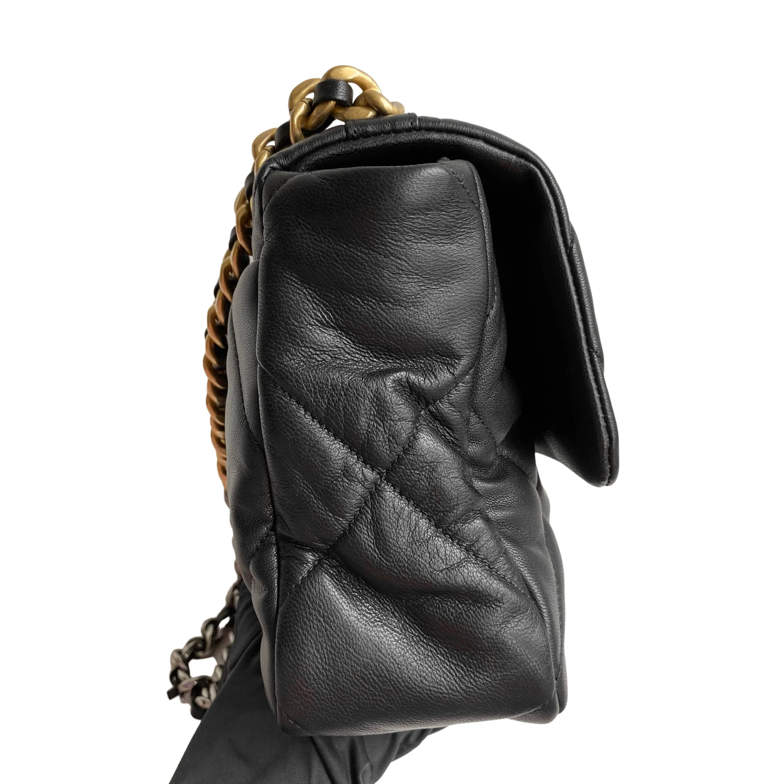 Chanel 19 Medium Flap Bag in Black Goatskin