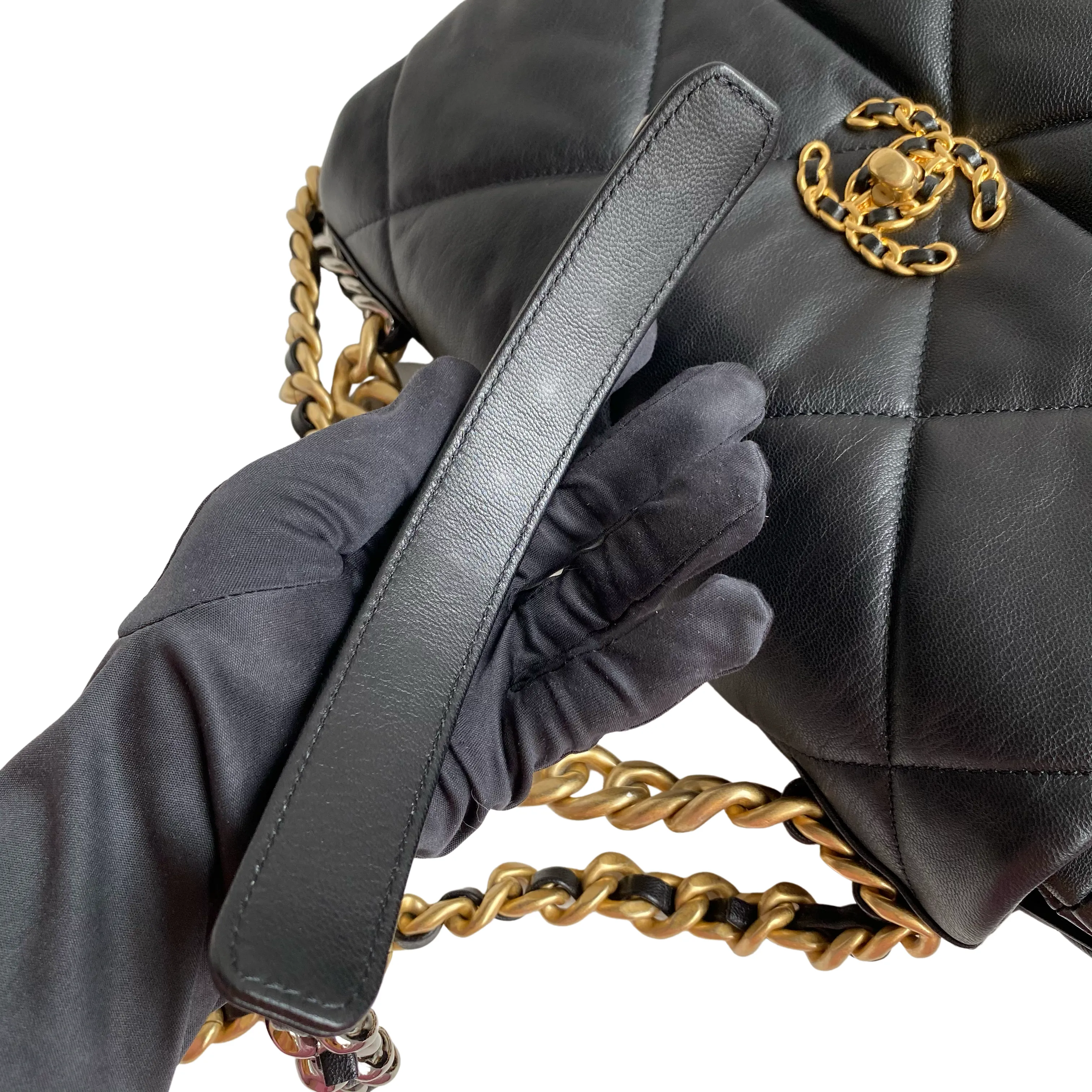 Chanel 19 Medium Flap Bag in Black Goatskin