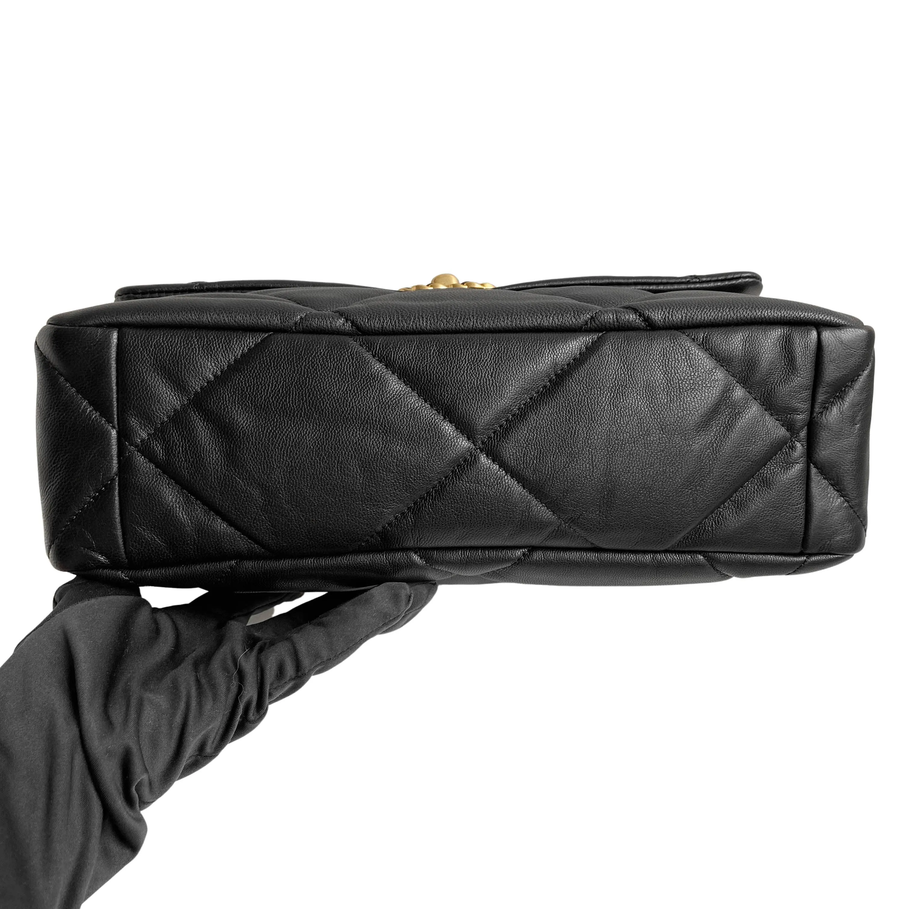 Chanel 19 Medium Flap Bag in Black Goatskin