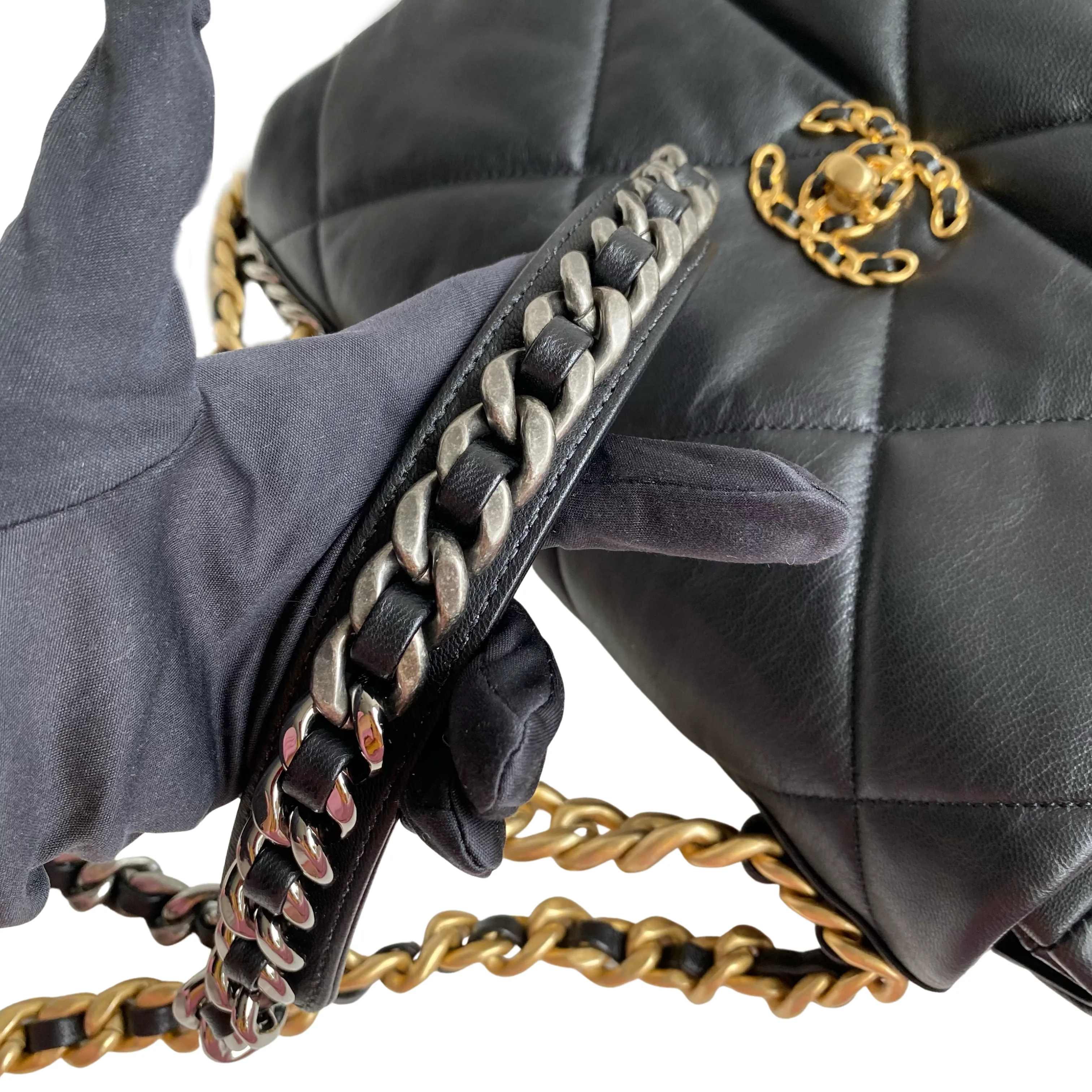 Chanel 19 Medium Flap Bag in Black Goatskin