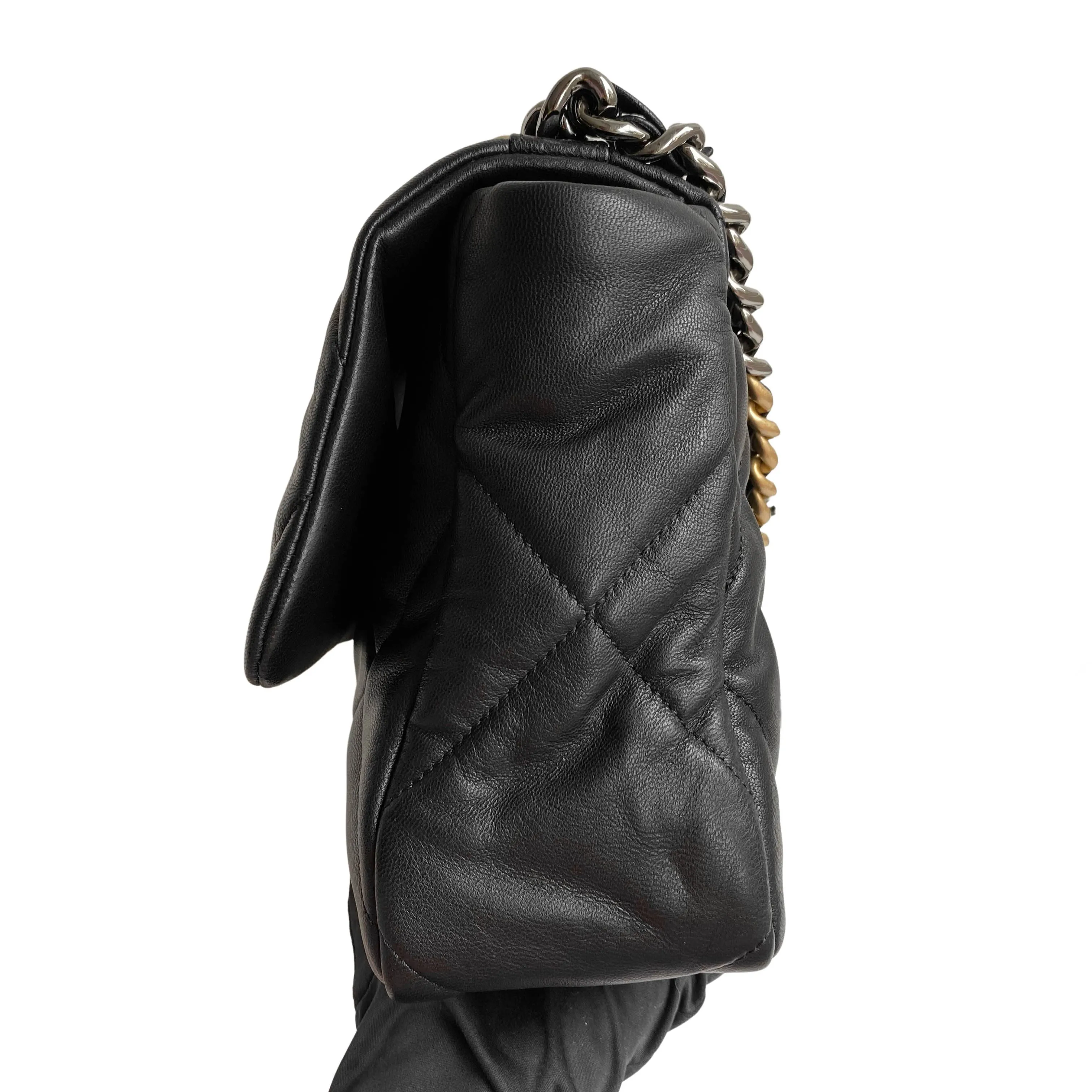 Chanel 19 Medium Flap Bag in Black Goatskin
