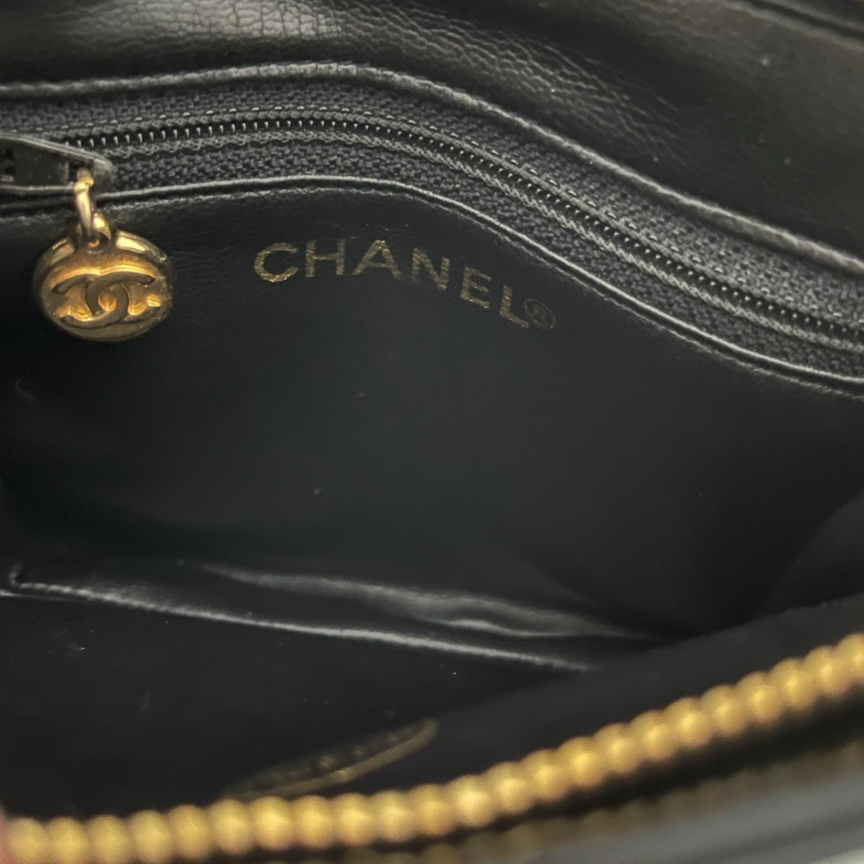 Chanel Black Logo Patent Belt Bag