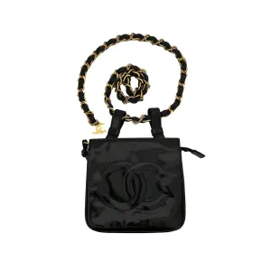 Chanel Black Logo Patent Belt Bag