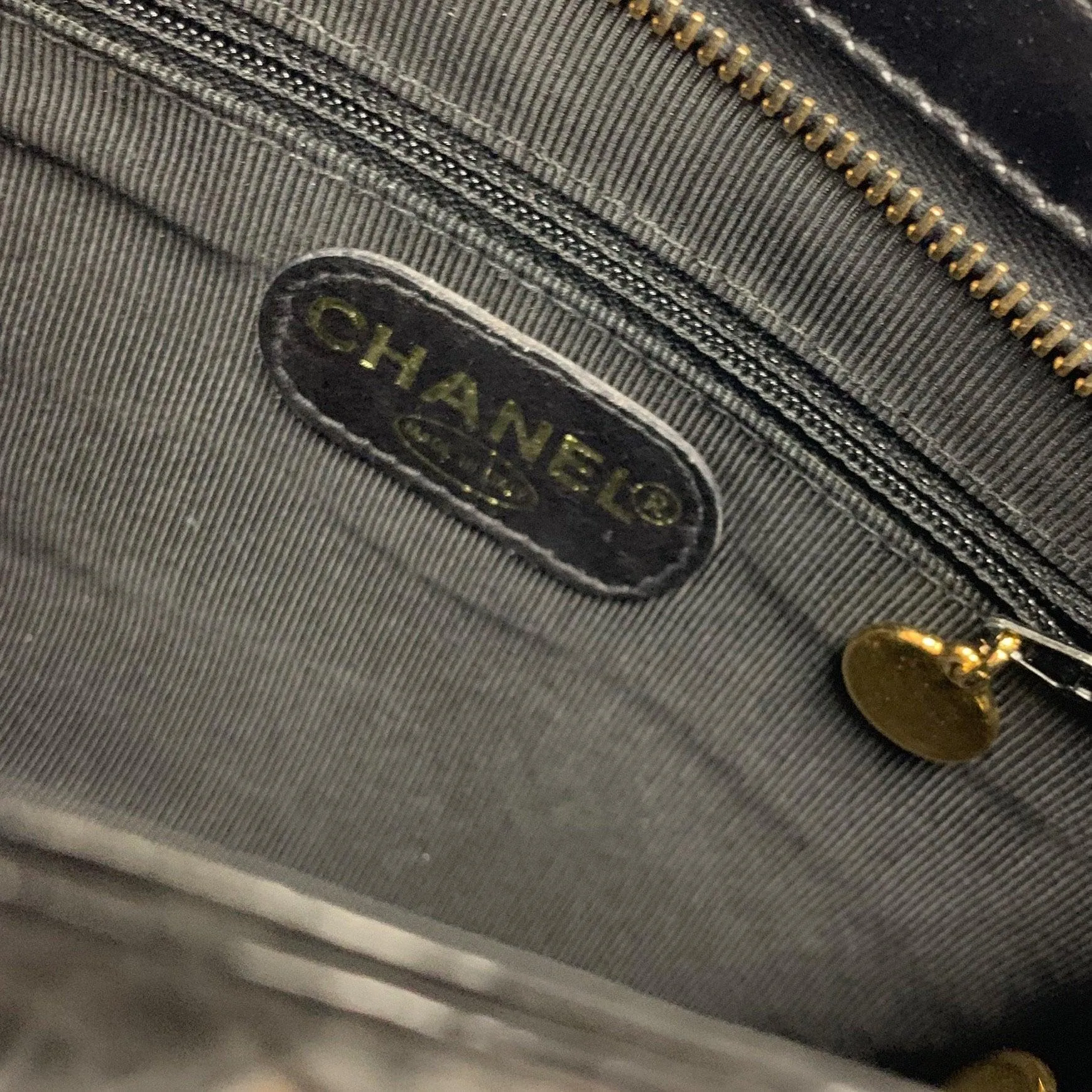 Chanel Black Patent Leather Quilted Belt Bag