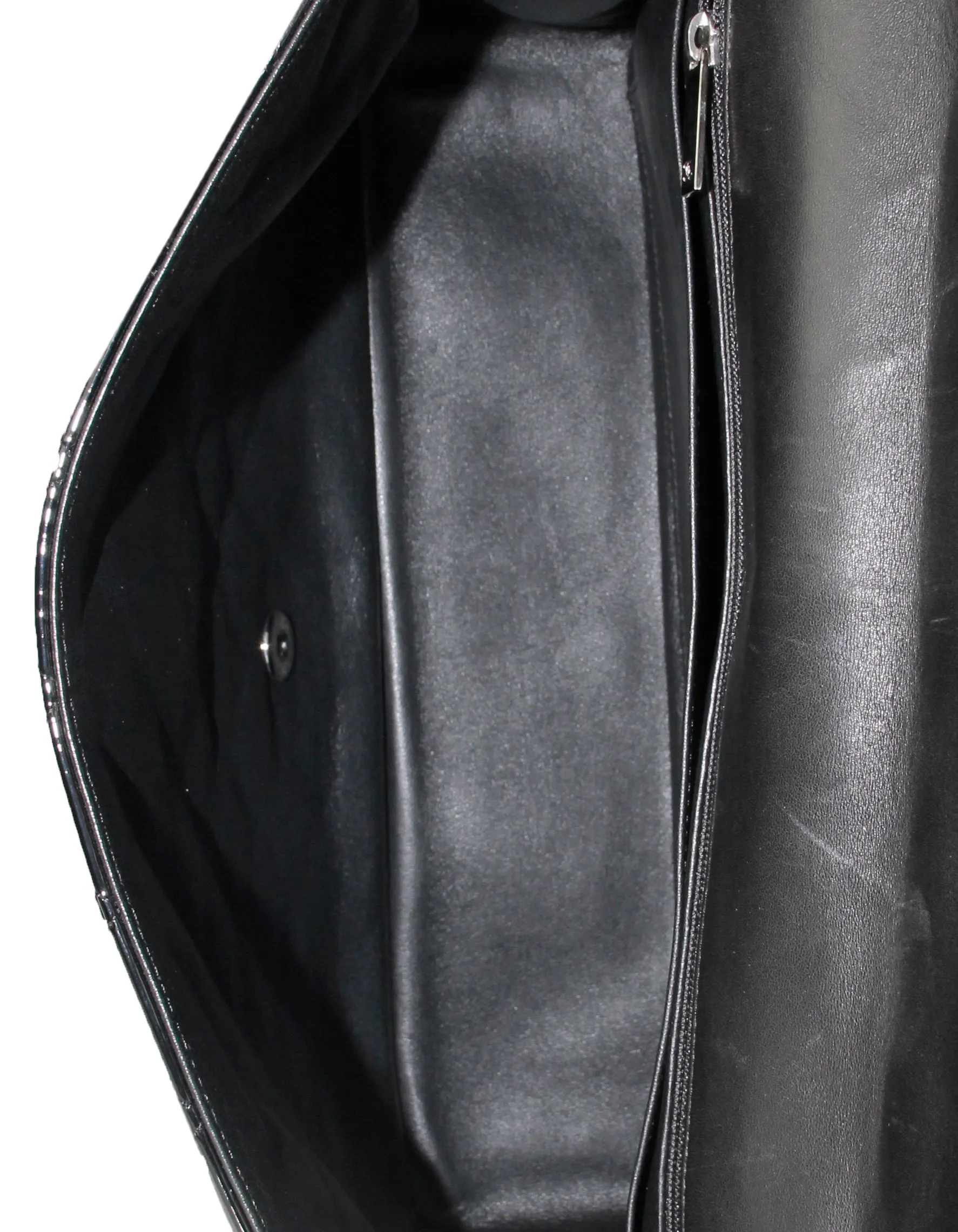 Chanel Black Patent Leather Single Flap Maxi Bag