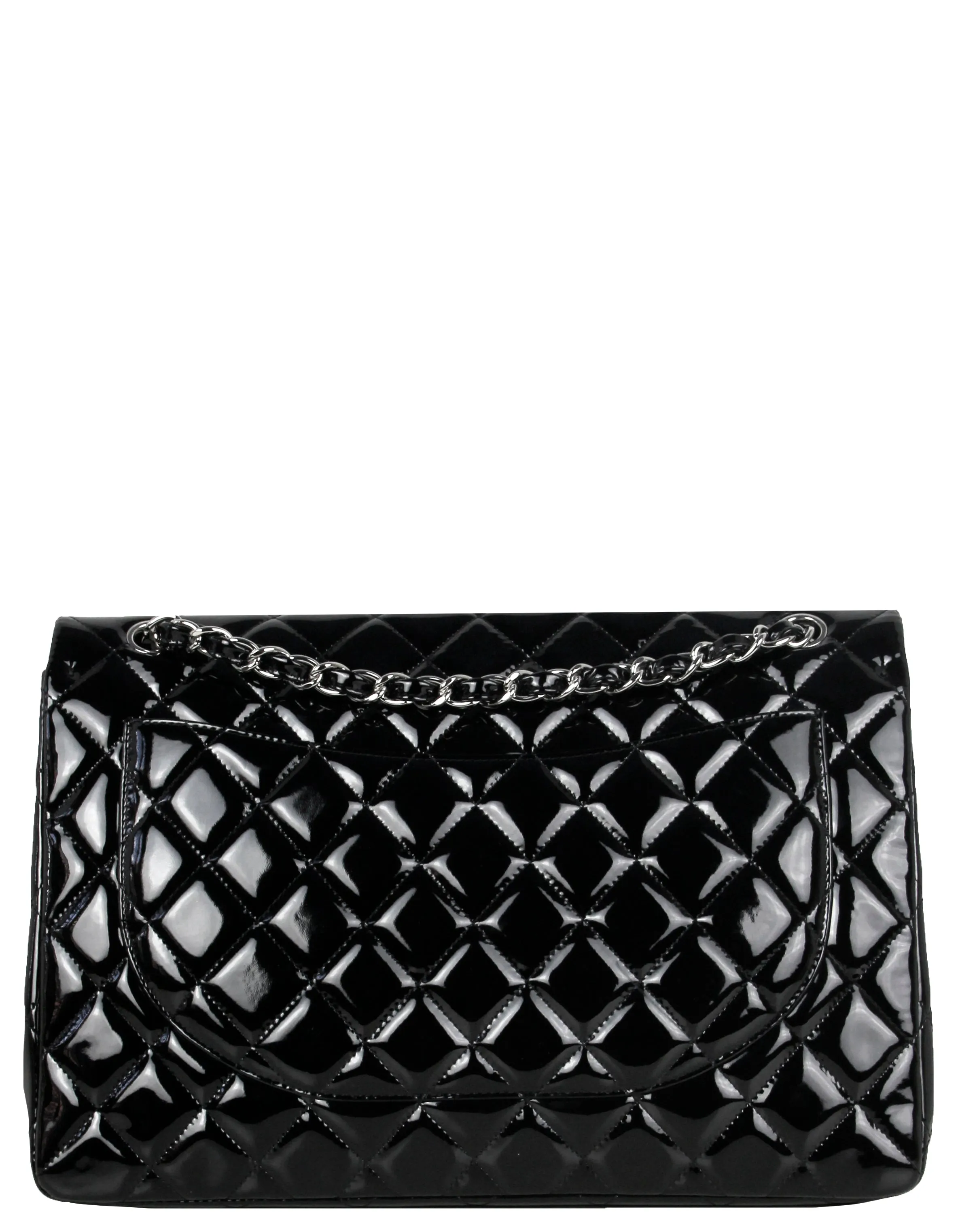 Chanel Black Patent Leather Single Flap Maxi Bag