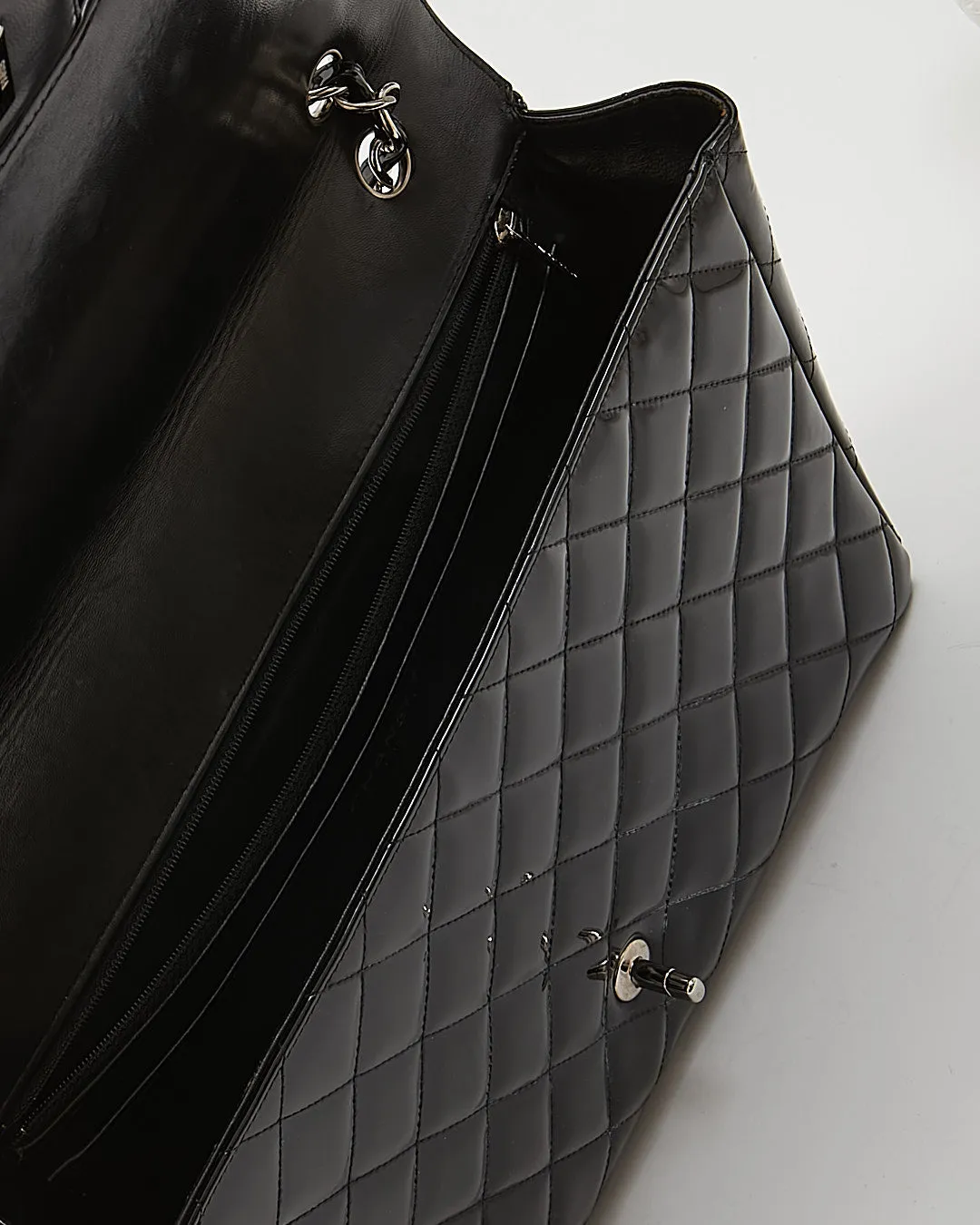 Chanel Black Patent Quilted Classic Single Flap Maxi Chain Bag
