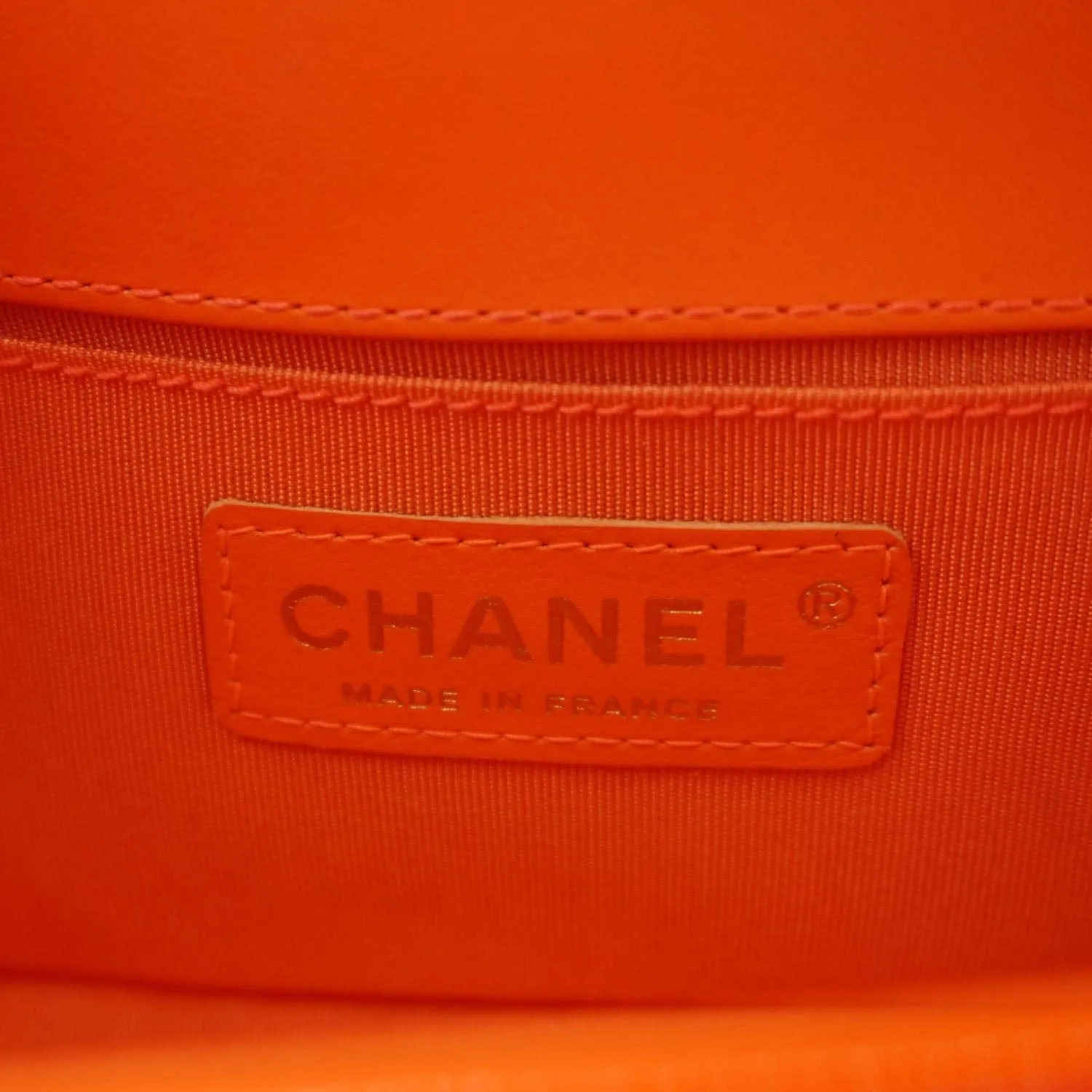 CHANEL Boy Flap Small Quilted Patent Leather Shoulder Bag Orange