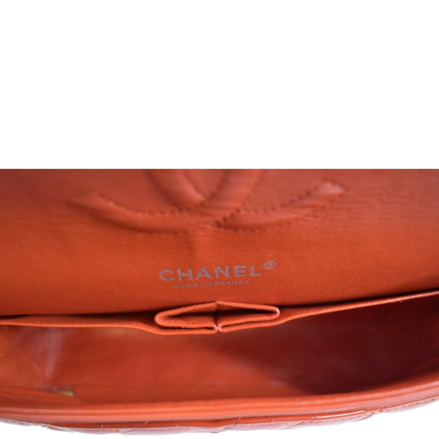 CHANEL Jumbo Flap Quilted Patent Leather Shoulder Bag Red