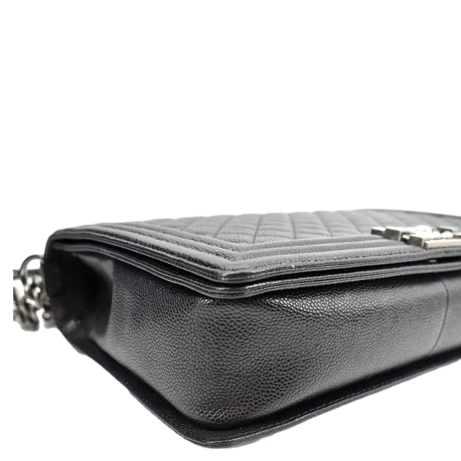 CHANEL Large Boy Flap Leather Shoulder Bag Black