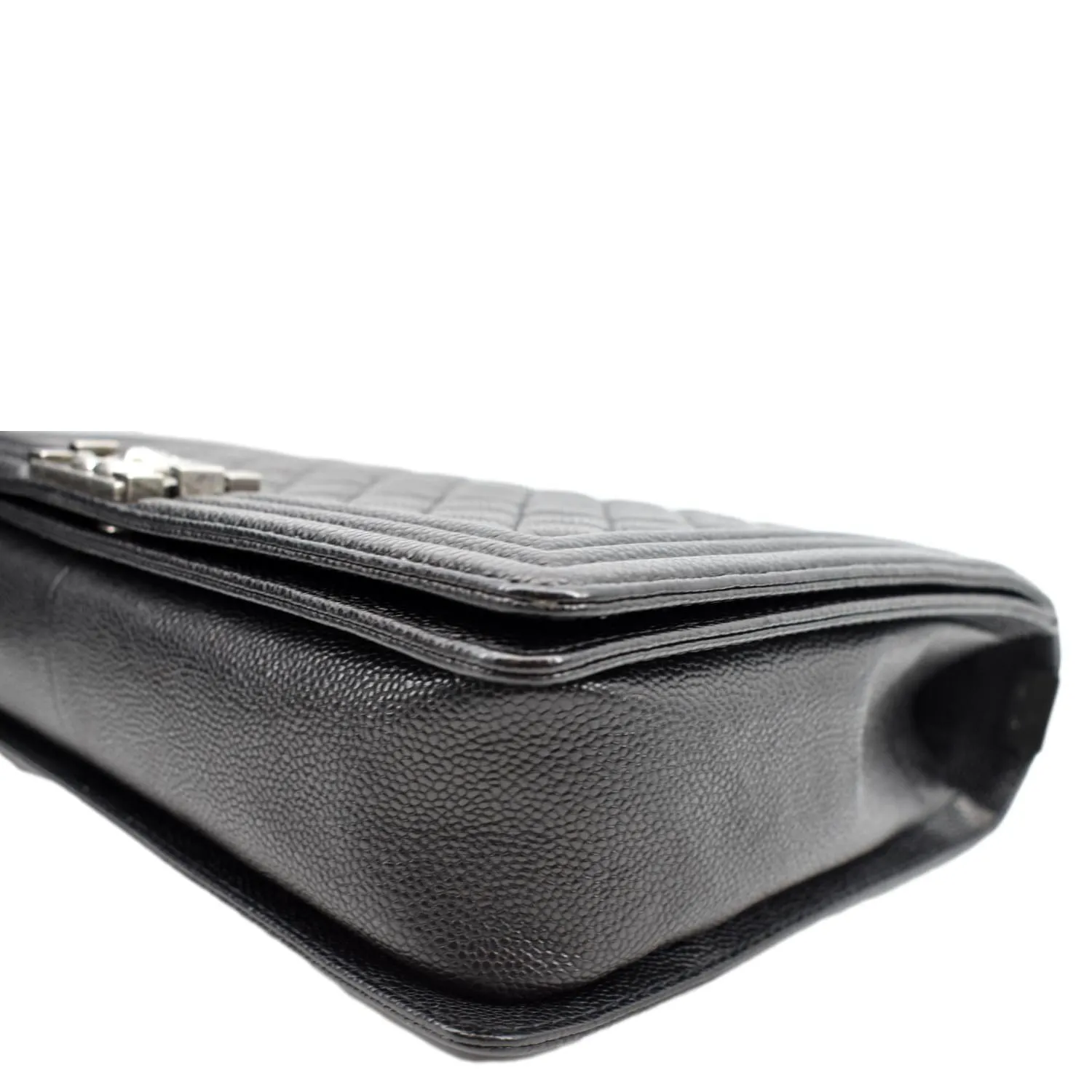 CHANEL Large Boy Flap Leather Shoulder Bag Black