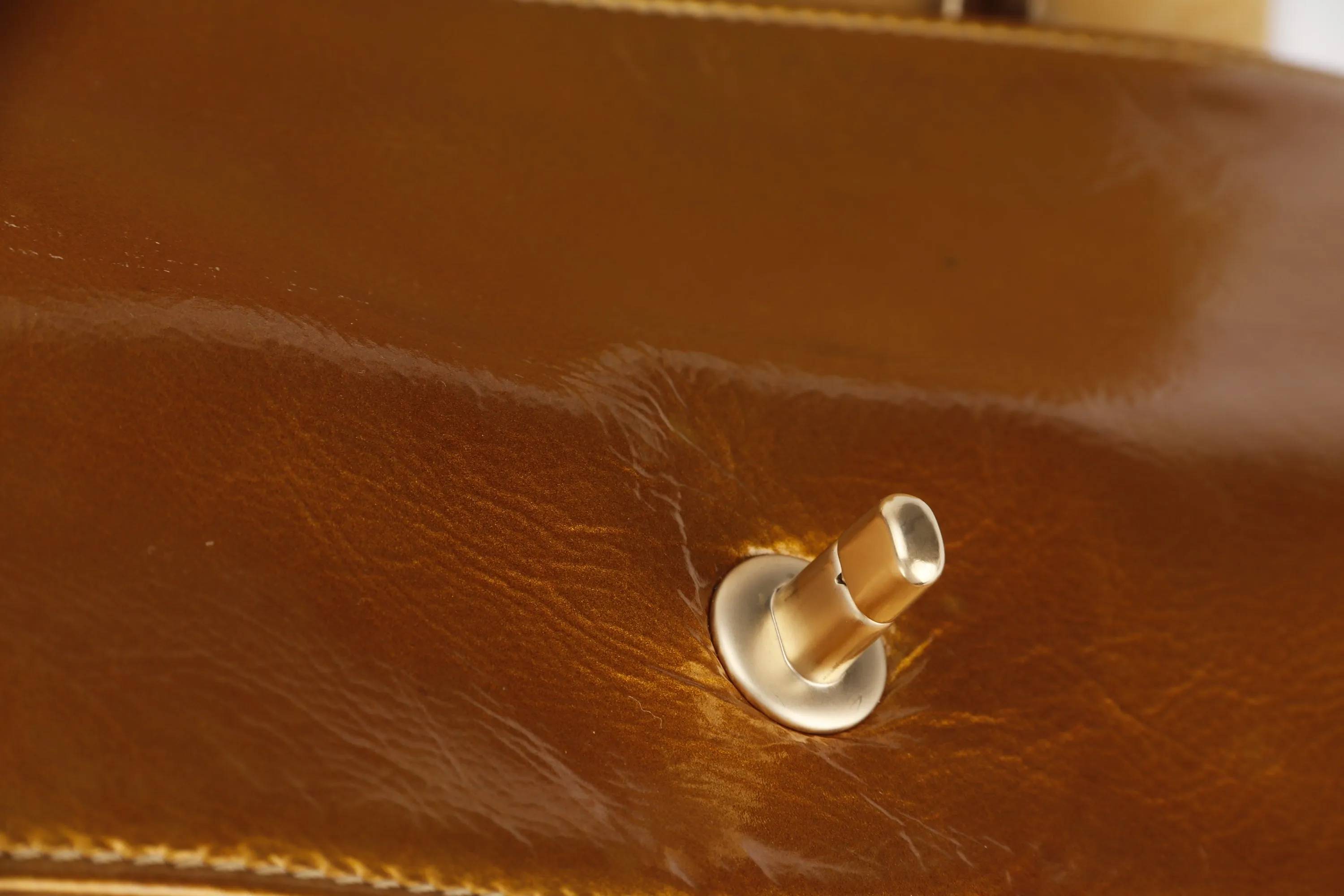 CHANEL MADISON FLAP BAG (1144xxxx) MEDIUM GOLD QUILTED PATENT LEATHER GOLD HARDWARE, NO CARD & DUST COVER