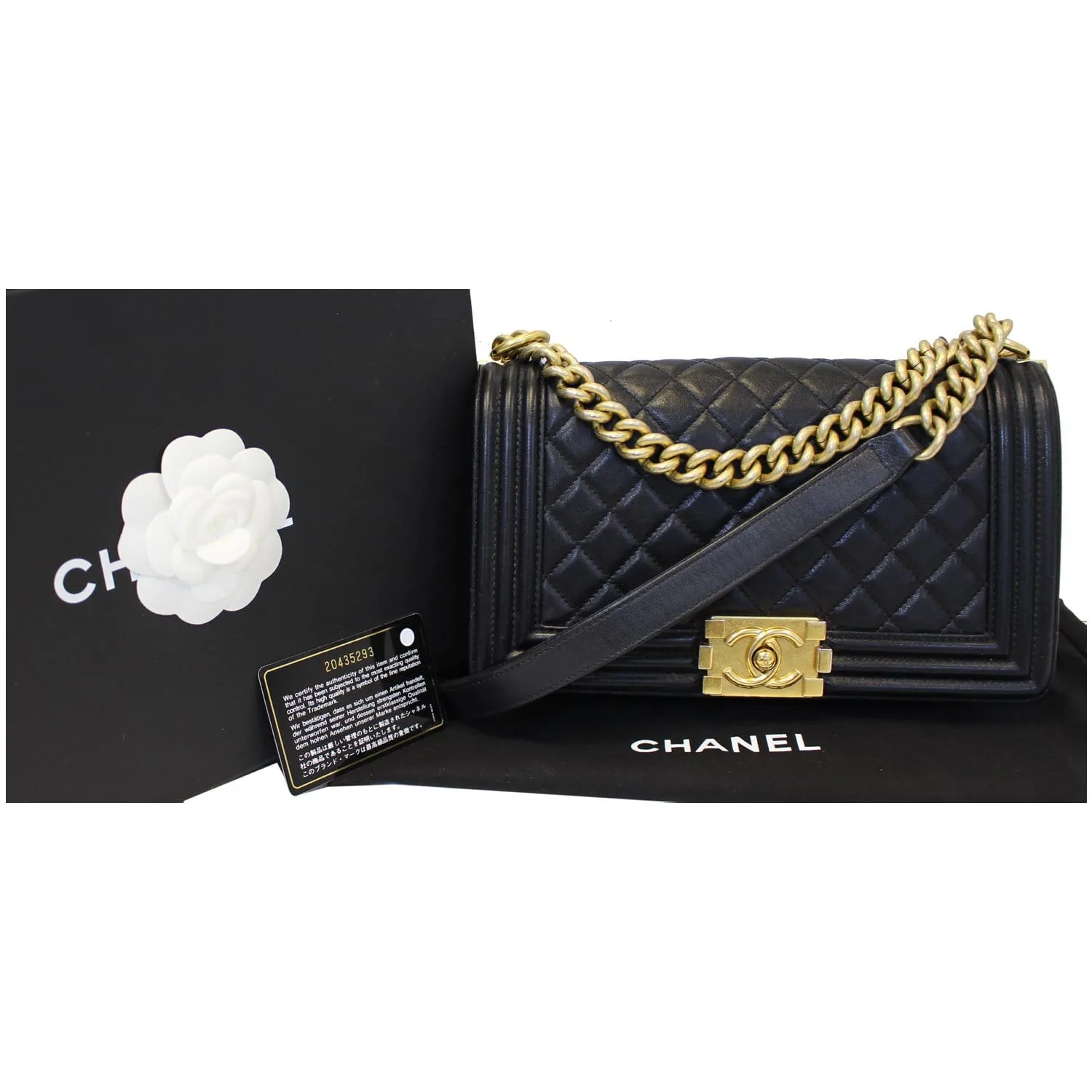CHANEL Medium Boy Flap Lambskin Leather Shoulder Bag Black - 15% OFF