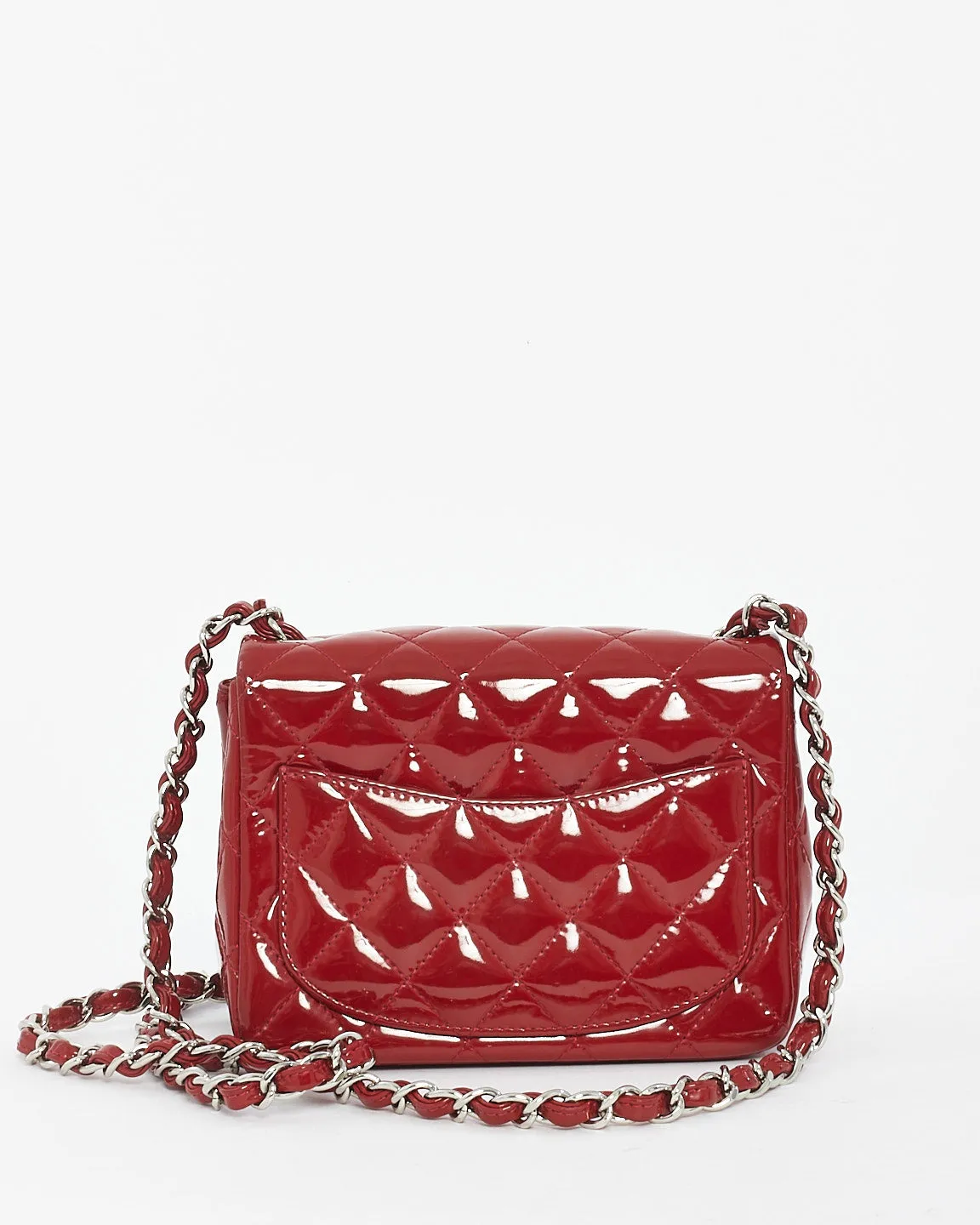 Chanel Red Patent Quilted Leather Square Mini Flap Bag