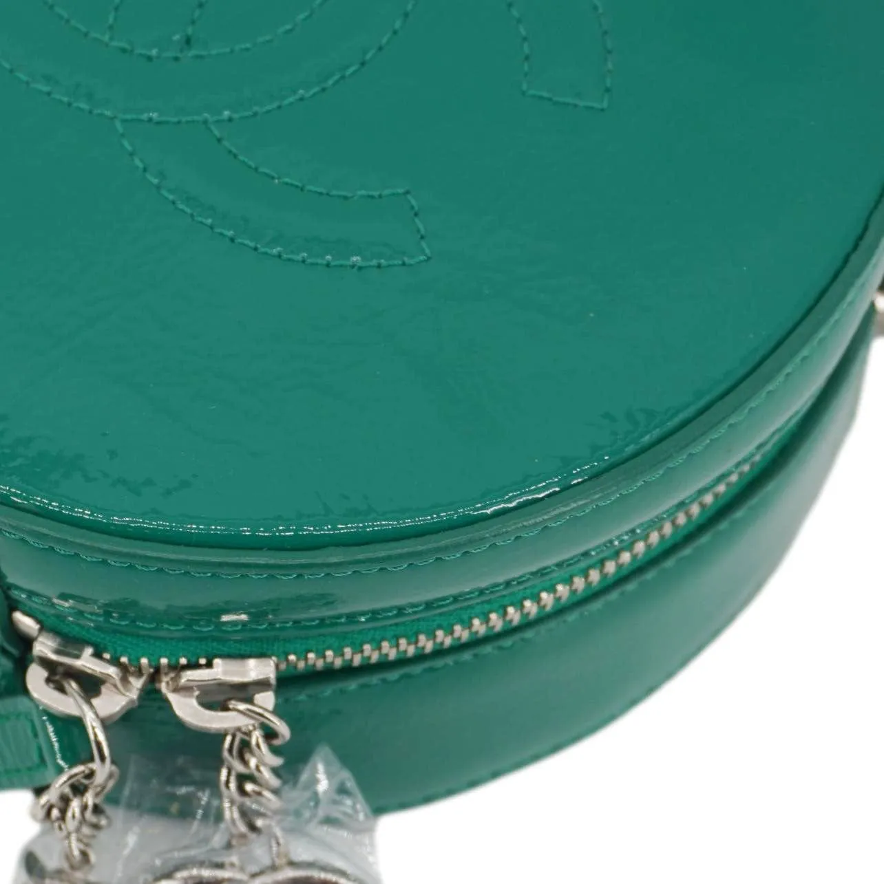 CHANEL Round as Earth Patent Leather Crossbody Bag Green