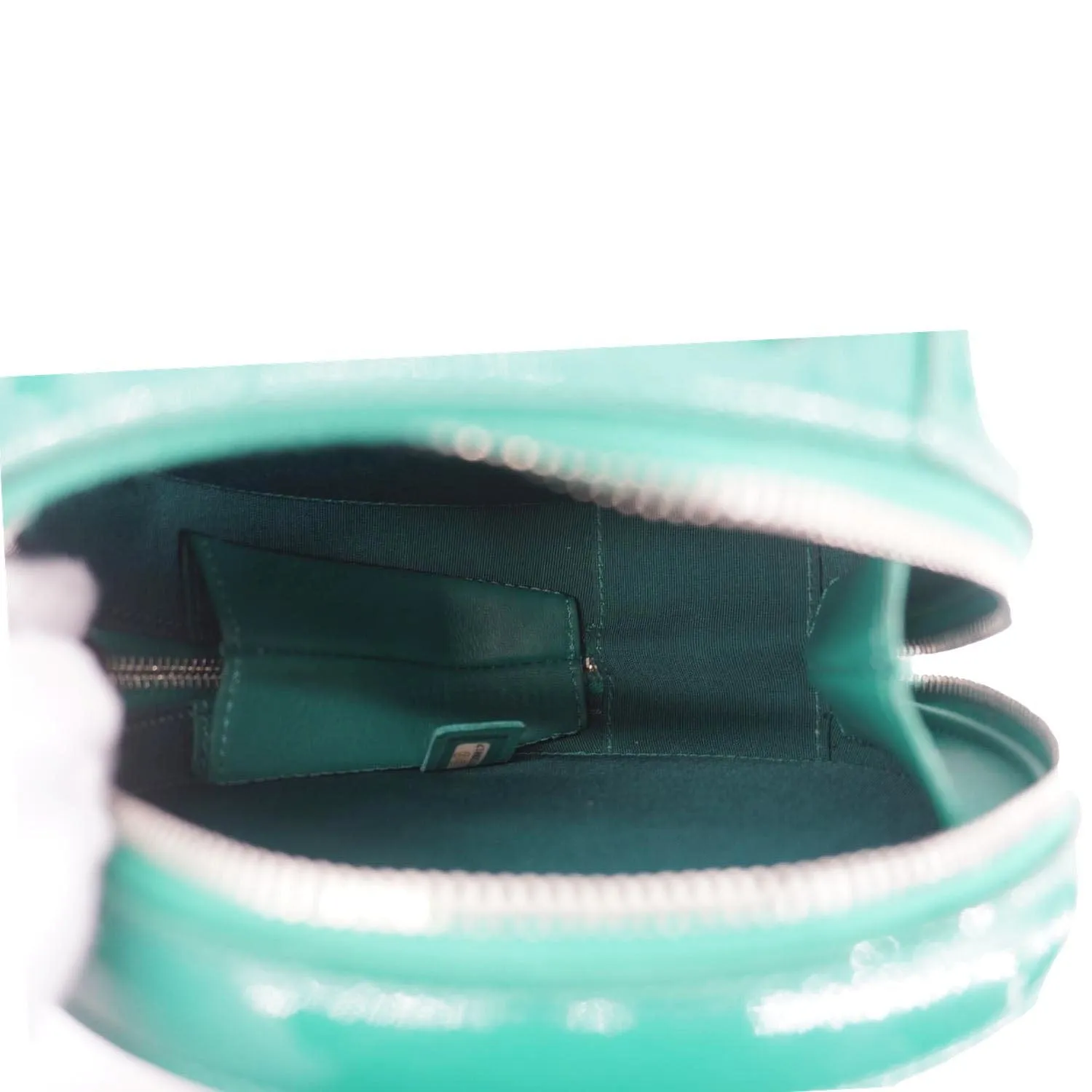 CHANEL Round as Earth Patent Leather Crossbody Bag Green