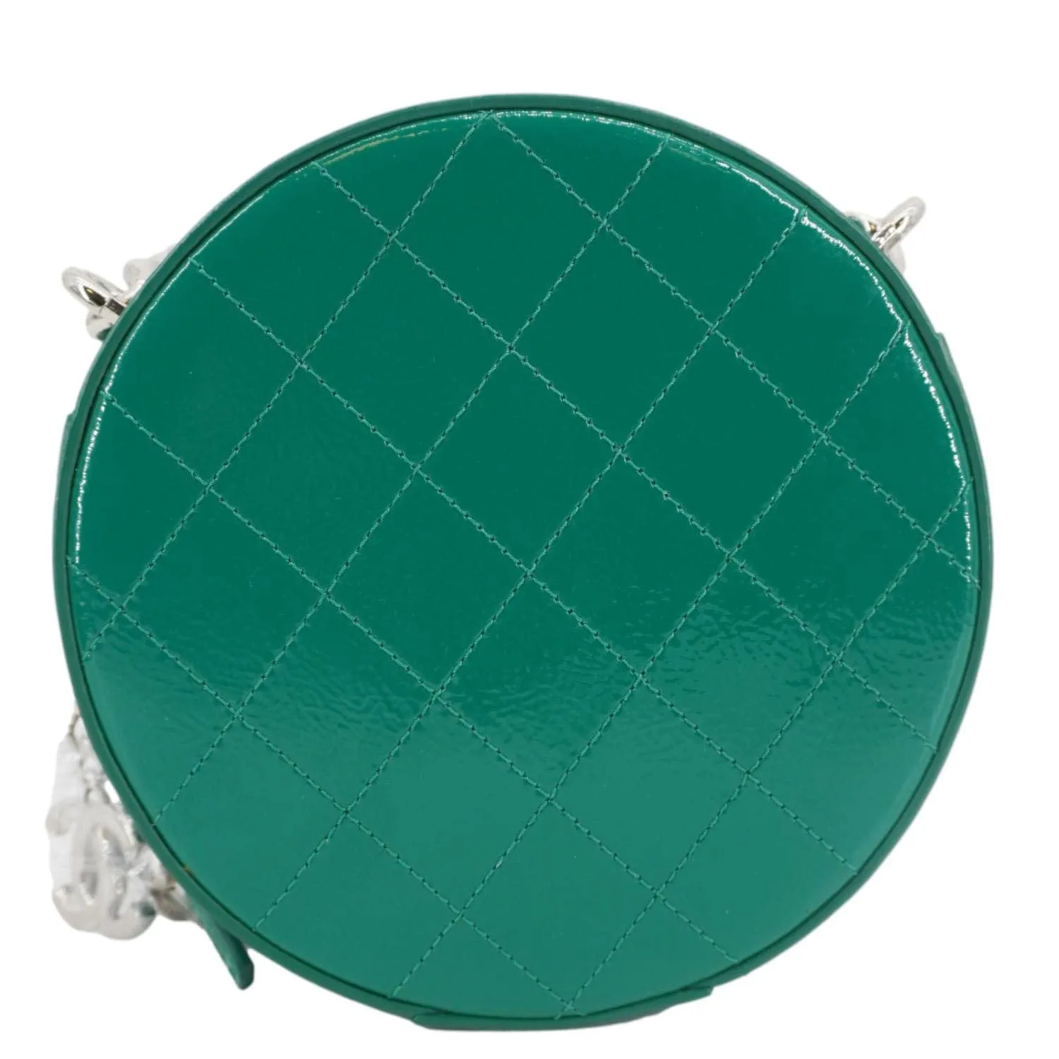 CHANEL Round as Earth Patent Leather Crossbody Bag Green