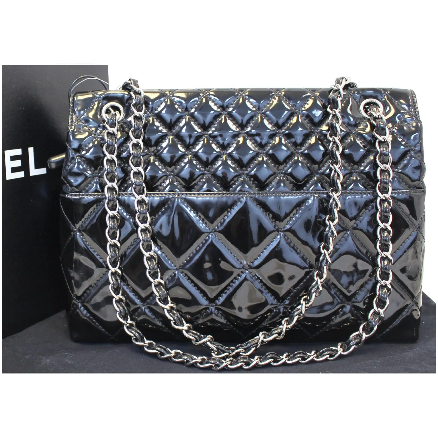 CHANEL Sac Rabat Patent Leather Shoulder Bag