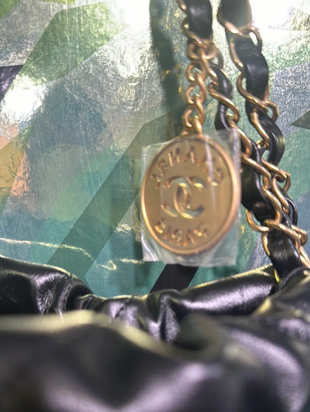 Chanel Small 22 Black Lambskin Antique Gold Hardware