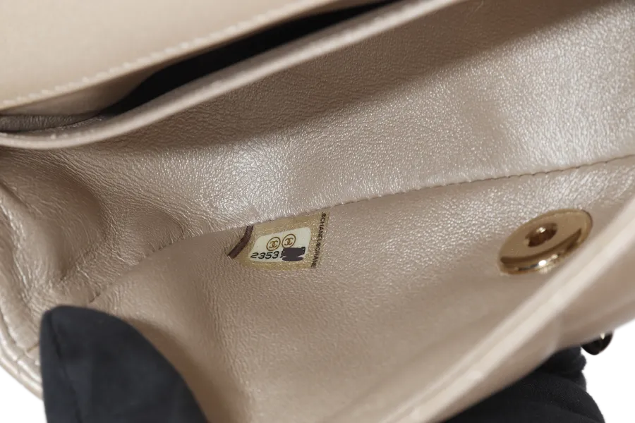 CHANEL VICTORY PEACE MINI FLAP LIGHT GOLD LAMBSKIN GOLD HARDWARE(2353xxxx) WITH DUST COVER  , NO CARD