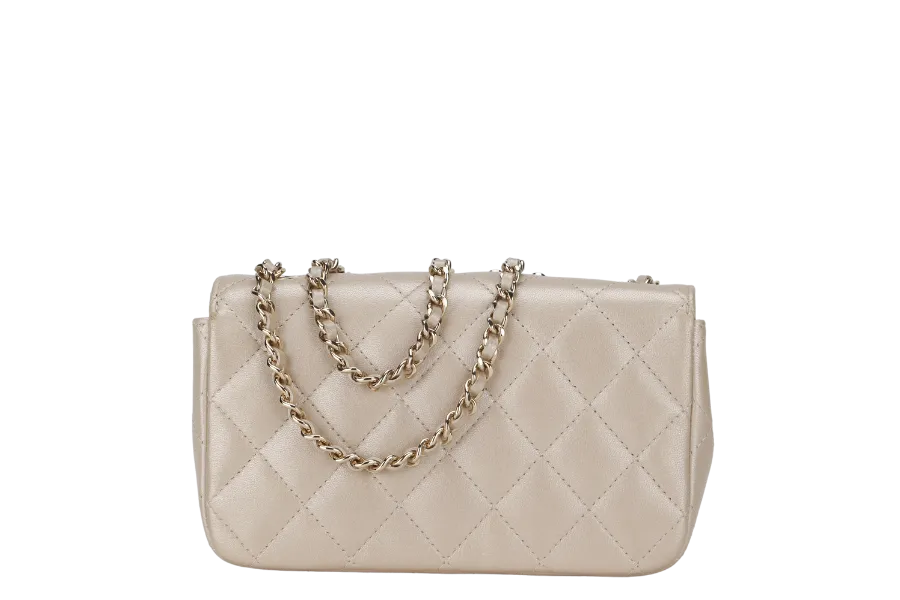 CHANEL VICTORY PEACE MINI FLAP LIGHT GOLD LAMBSKIN GOLD HARDWARE(2353xxxx) WITH DUST COVER  , NO CARD