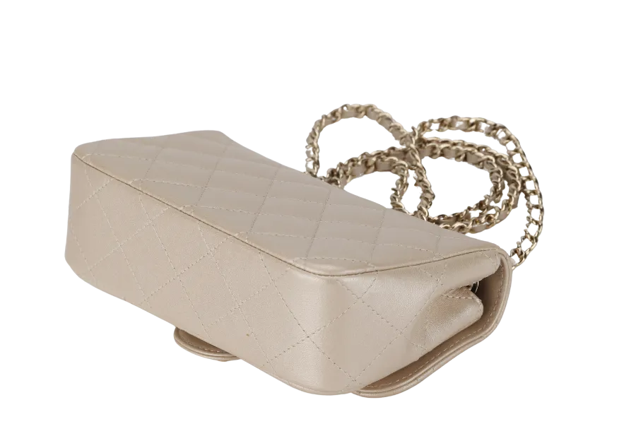 CHANEL VICTORY PEACE MINI FLAP LIGHT GOLD LAMBSKIN GOLD HARDWARE(2353xxxx) WITH DUST COVER  , NO CARD