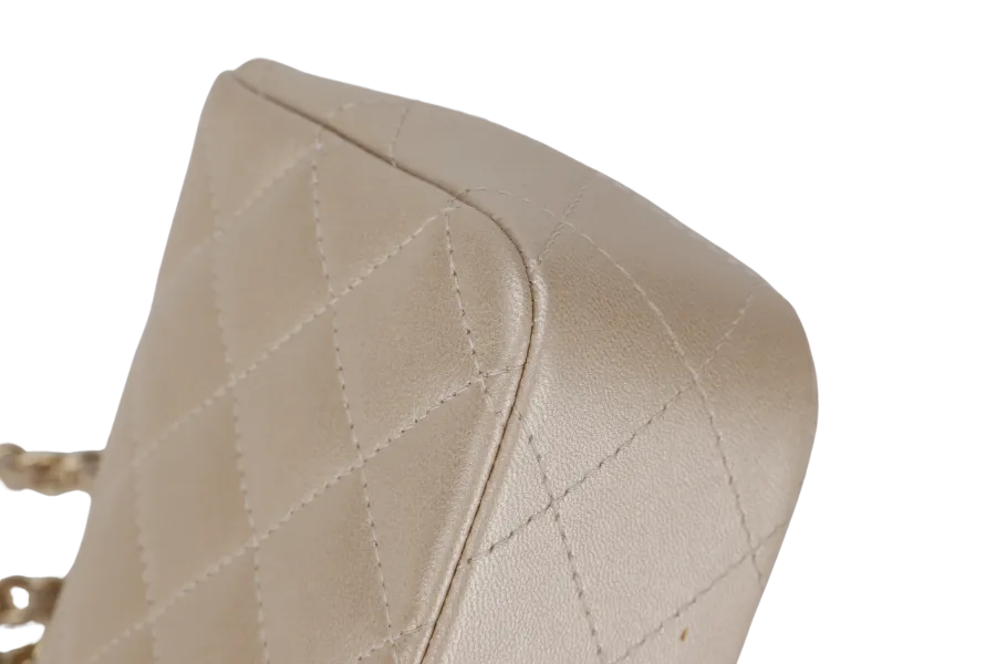 CHANEL VICTORY PEACE MINI FLAP LIGHT GOLD LAMBSKIN GOLD HARDWARE(2353xxxx) WITH DUST COVER  , NO CARD