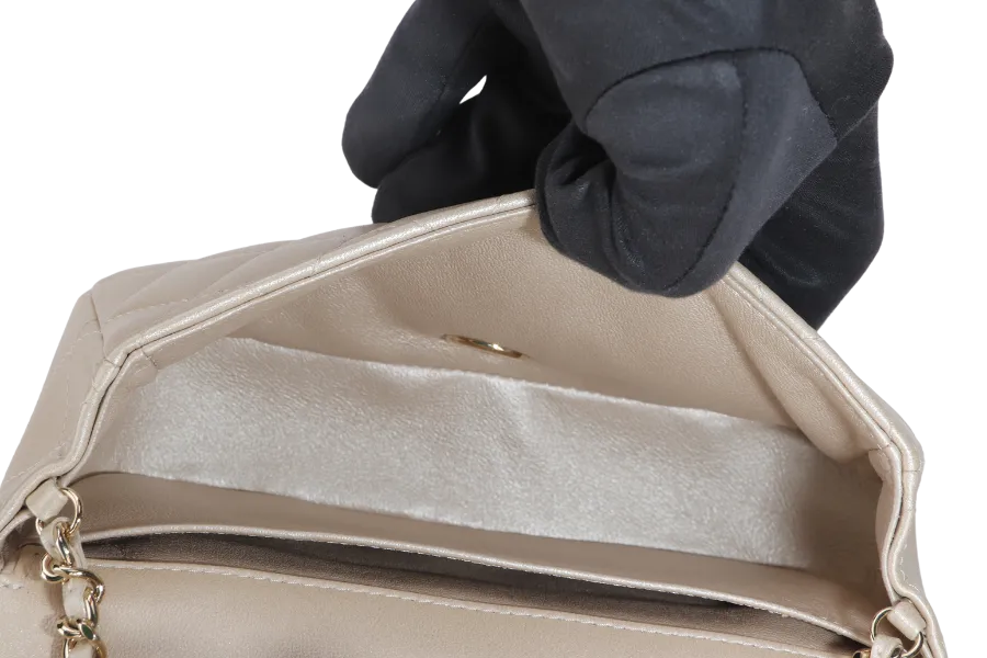 CHANEL VICTORY PEACE MINI FLAP LIGHT GOLD LAMBSKIN GOLD HARDWARE(2353xxxx) WITH DUST COVER  , NO CARD