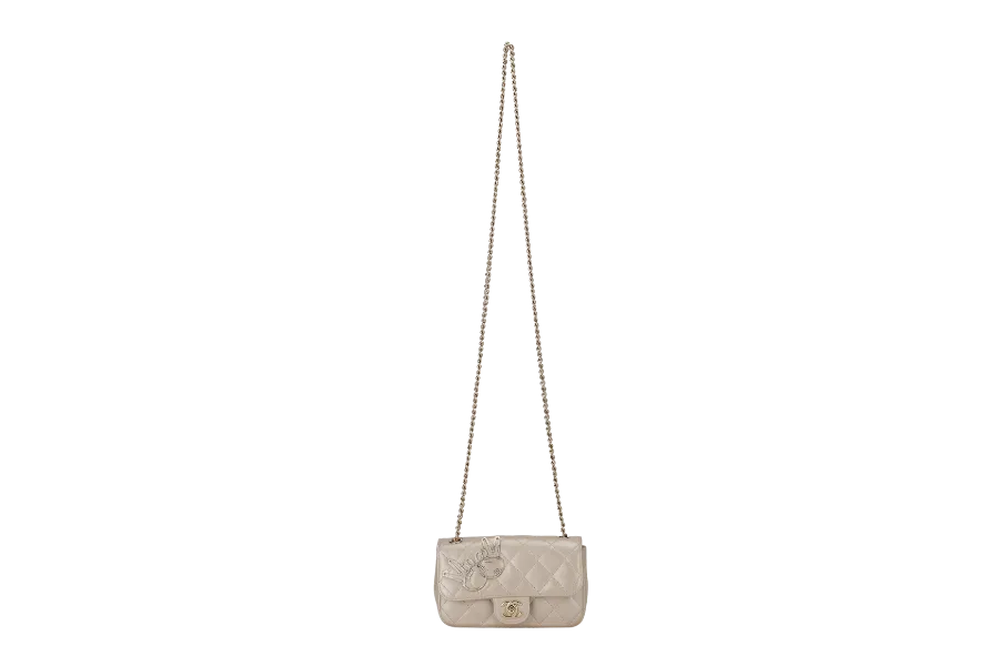 CHANEL VICTORY PEACE MINI FLAP LIGHT GOLD LAMBSKIN GOLD HARDWARE(2353xxxx) WITH DUST COVER  , NO CARD