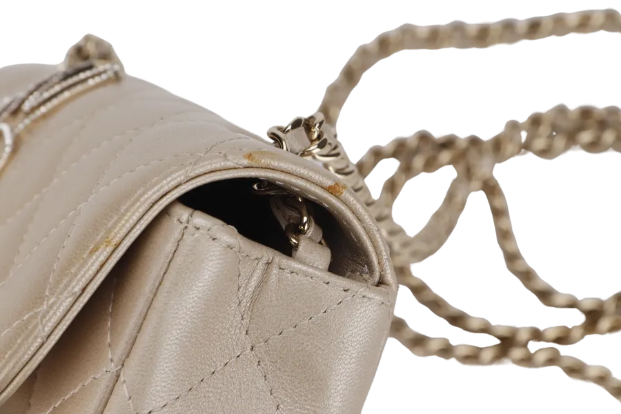 CHANEL VICTORY PEACE MINI FLAP LIGHT GOLD LAMBSKIN GOLD HARDWARE(2353xxxx) WITH DUST COVER  , NO CARD