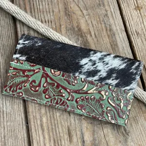 Checkbook Cover - Black & White w/ Cucumber Melon Tool