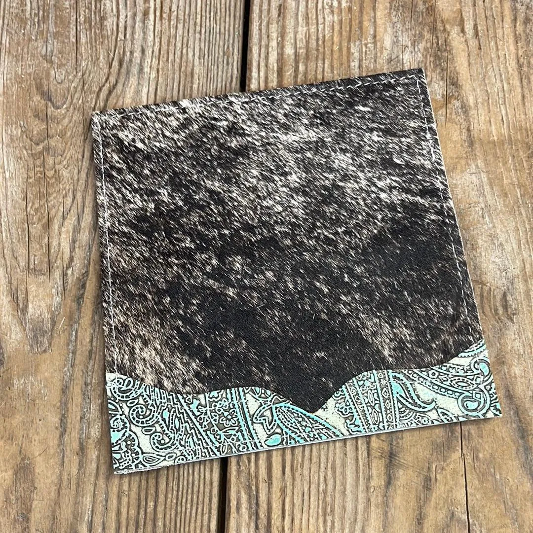 Checkbook Cover - Brindle w/ Mint Paisley