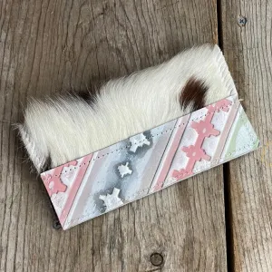 Checkbook Cover - Tricolor w/ Watermelon Wine