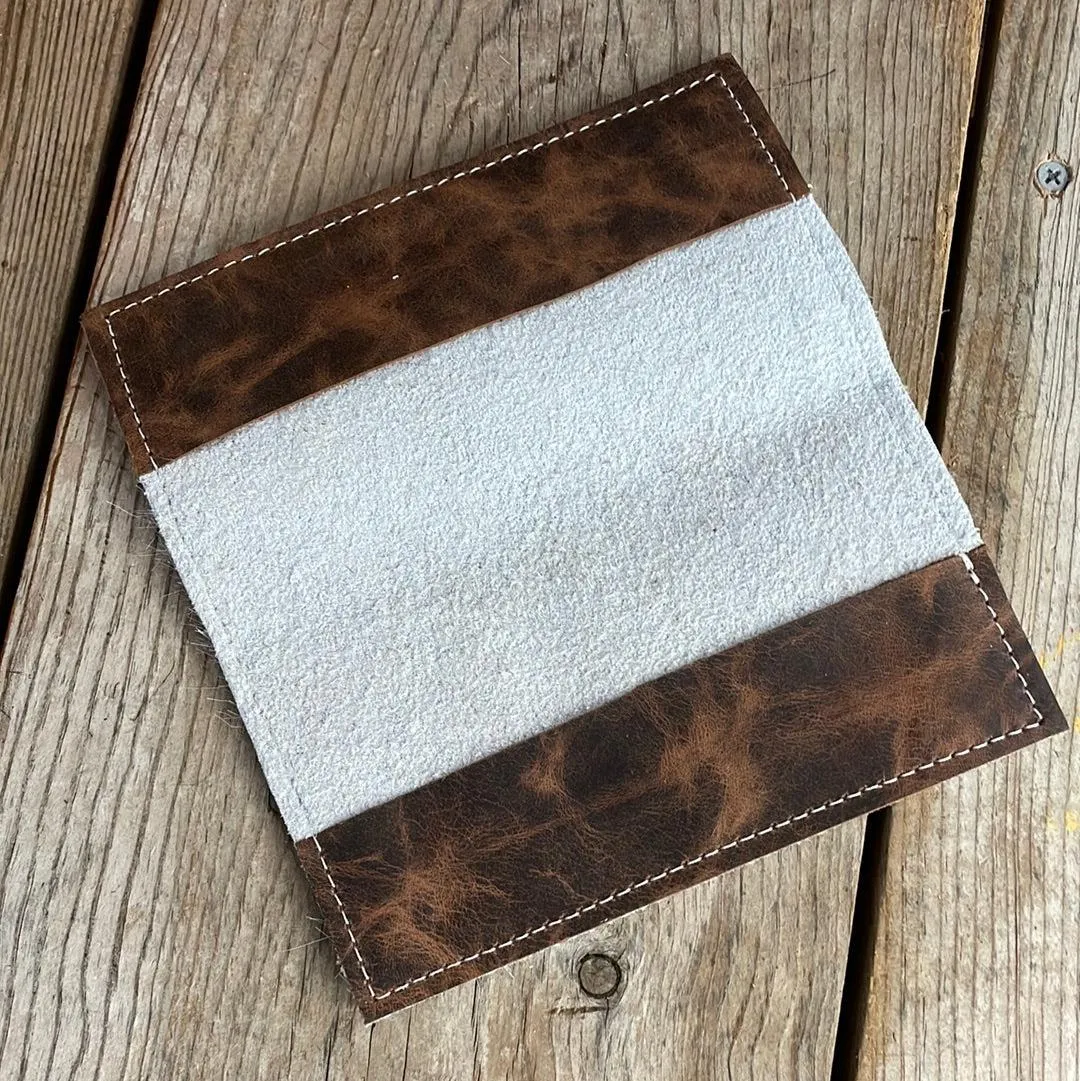 Checkbook Cover - Tricolor w/ Watermelon Wine