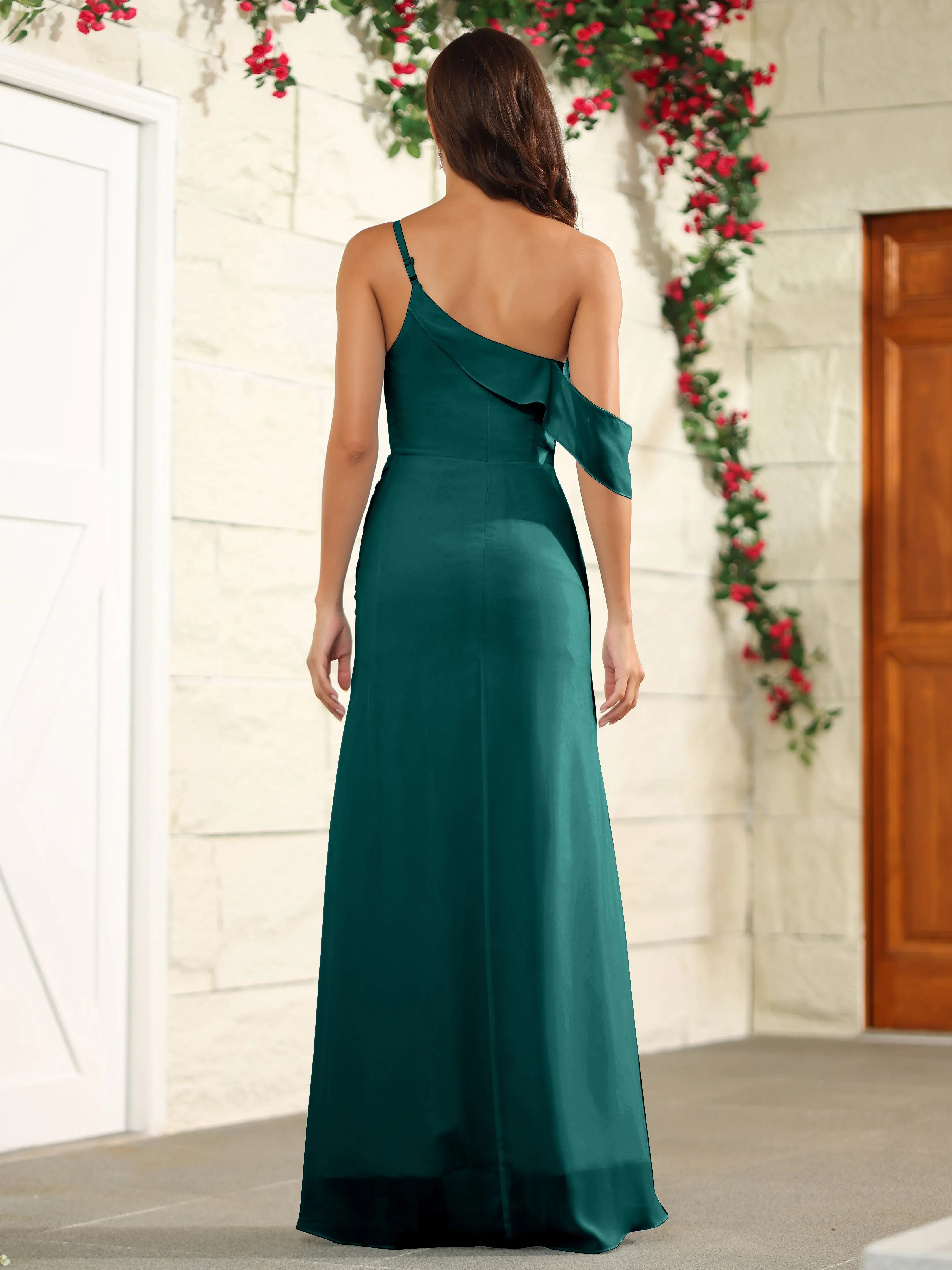 Chiffon One Shoulder Off The Shoulder Bridesmaid Dress