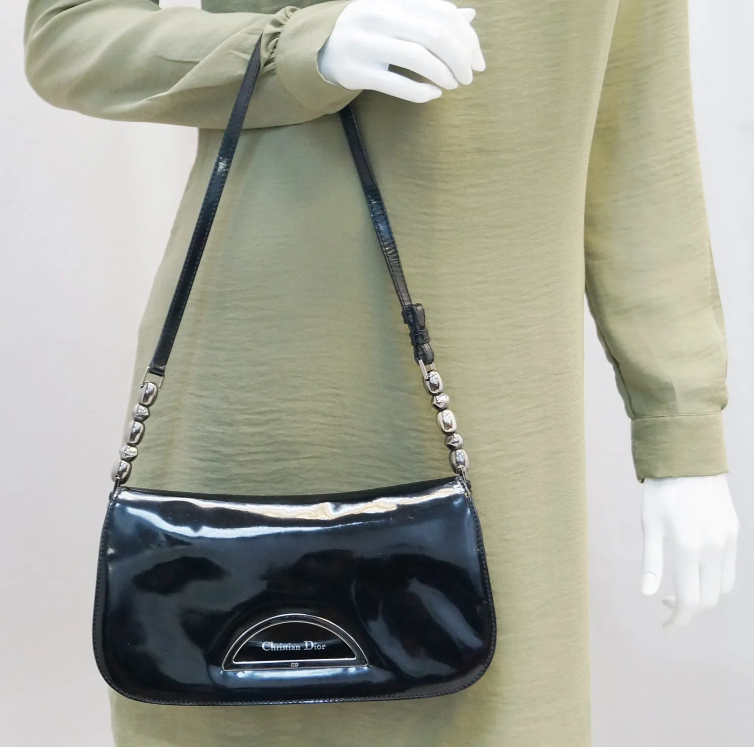 CHRISTIAN DIOR Black Maris Pearl Shoulder Bag