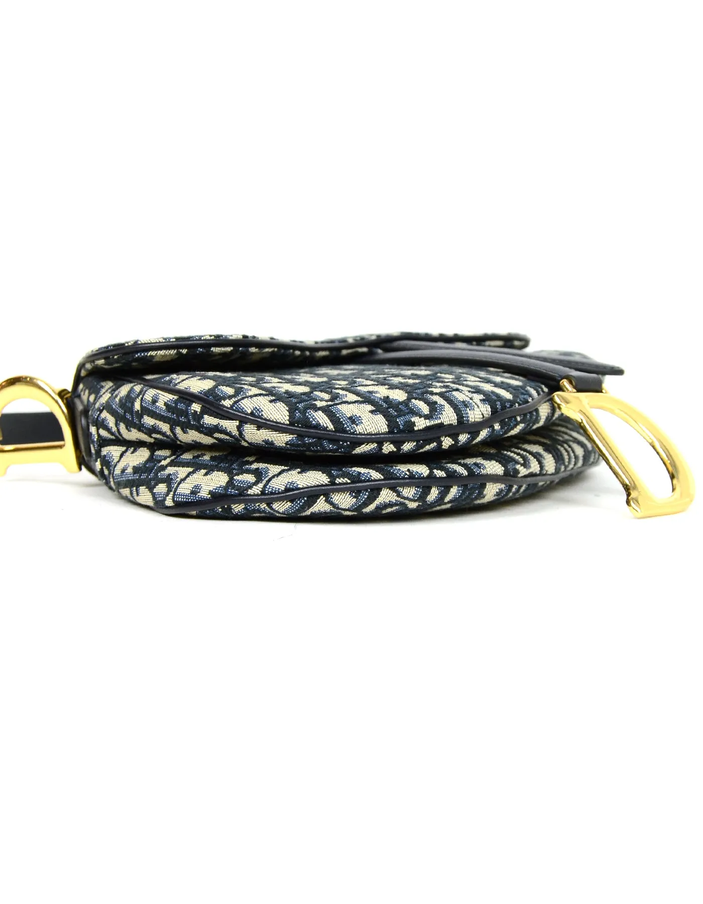 Christian Dior Blue Canvas 2018 Oblique Saddle Bag