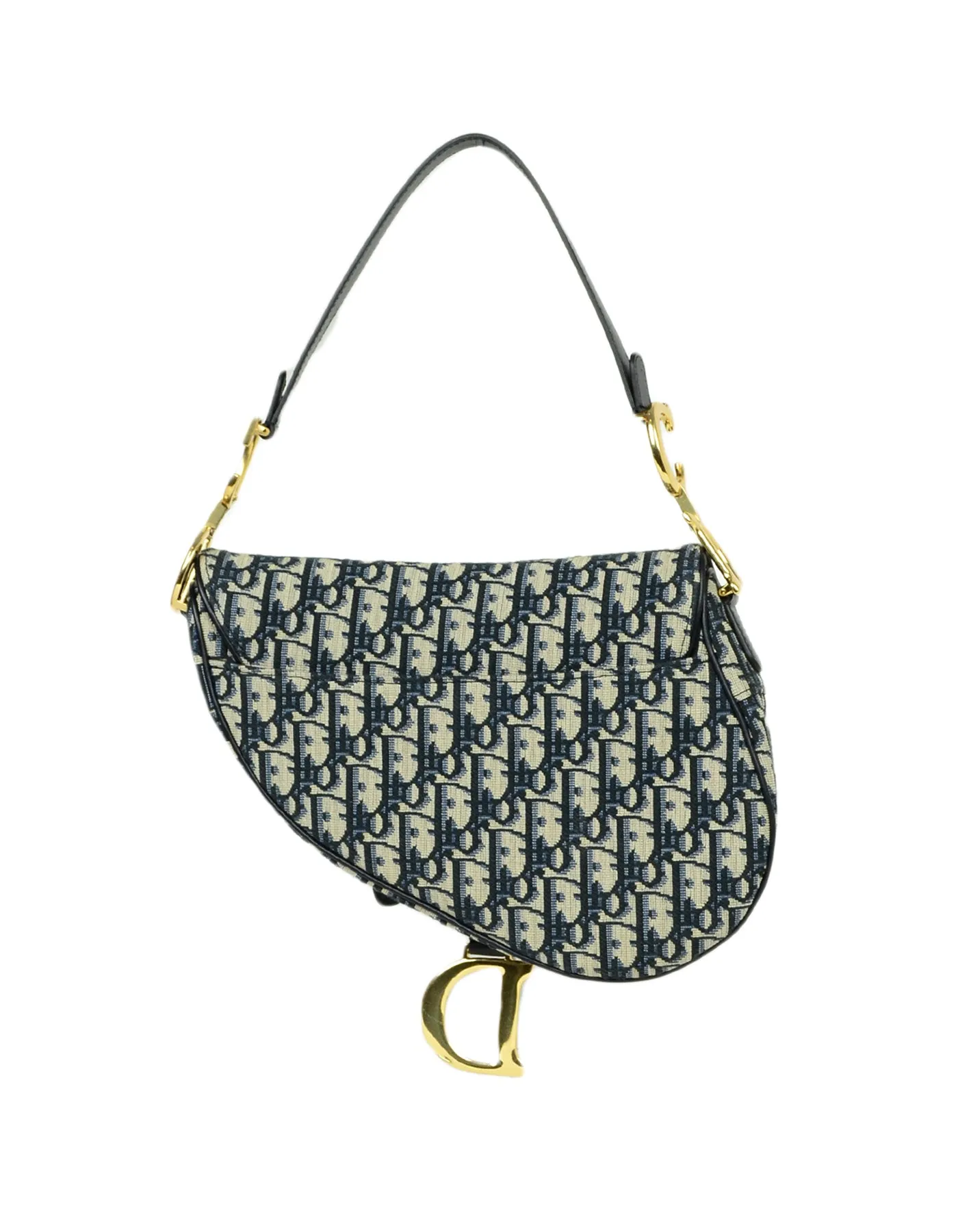 Christian Dior Blue Canvas 2018 Oblique Saddle Bag
