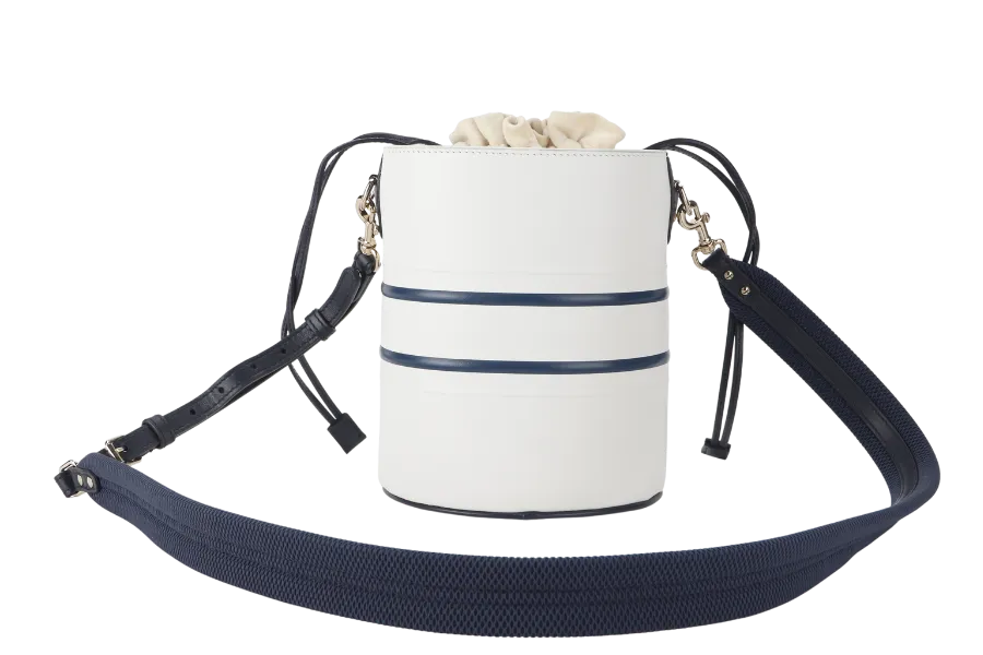 CHRISTIAN DIOR MINI BUCKET (56-MA-0232) CALFSKIN LEATHER WHITE STRAP AND DUST COVER