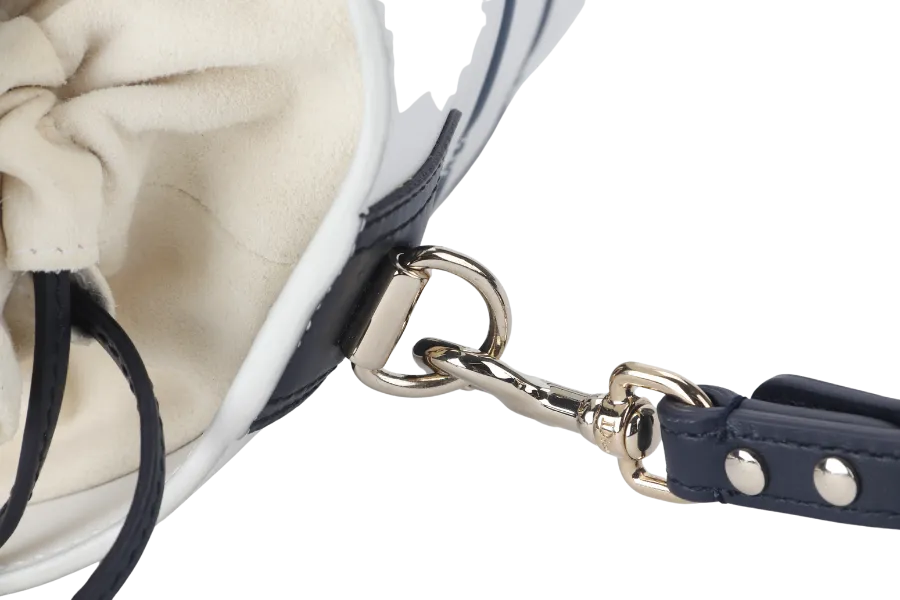 CHRISTIAN DIOR MINI BUCKET (56-MA-0232) CALFSKIN LEATHER WHITE STRAP AND DUST COVER