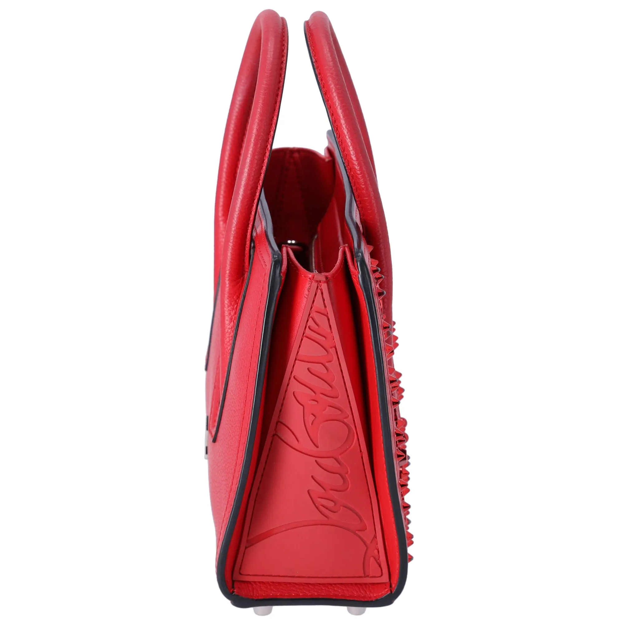 Christian Louboutin Paloma Small Tote Shoulder Handbag Studded Red