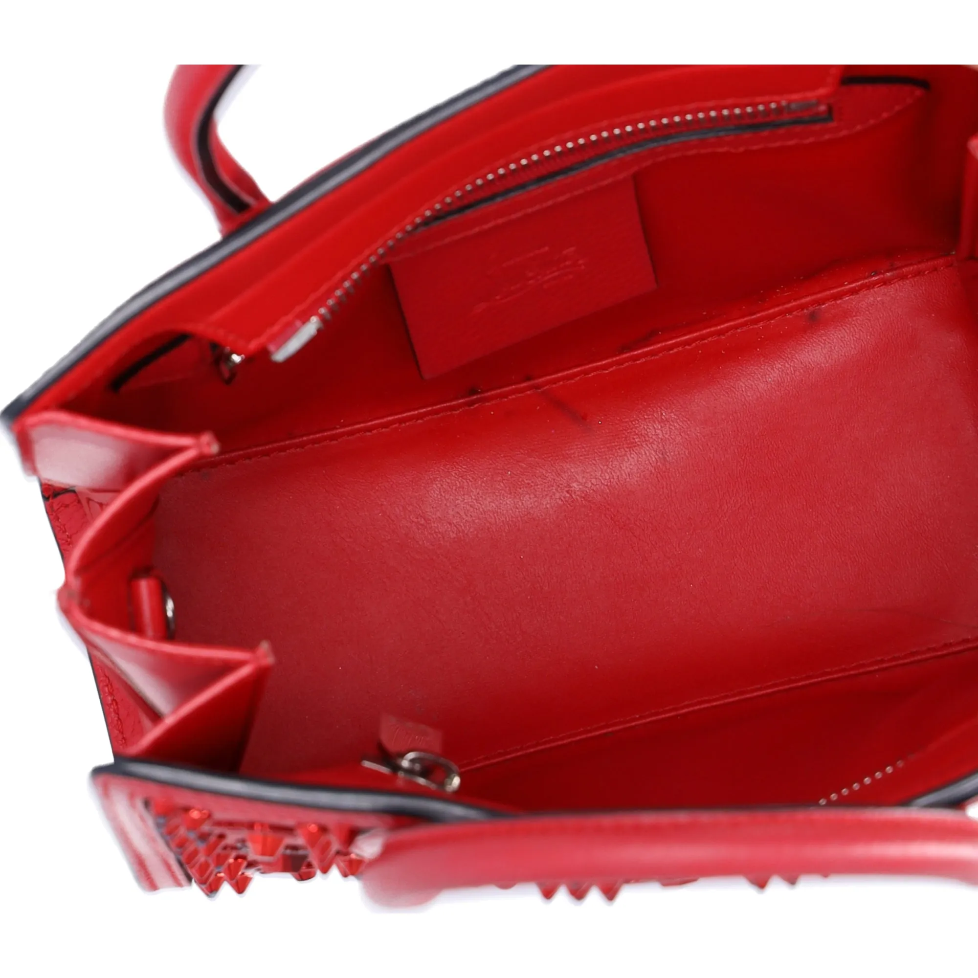 Christian Louboutin Paloma Small Tote Shoulder Handbag Studded Red
